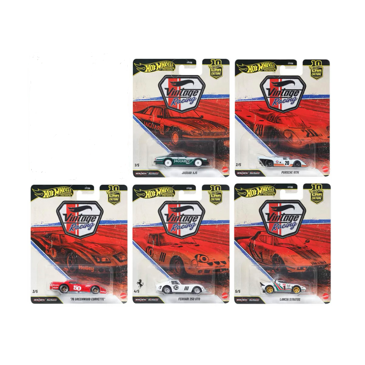 Hot Wheels Car Culture 2026 T Case - Vintage Racing (Pack of 5)