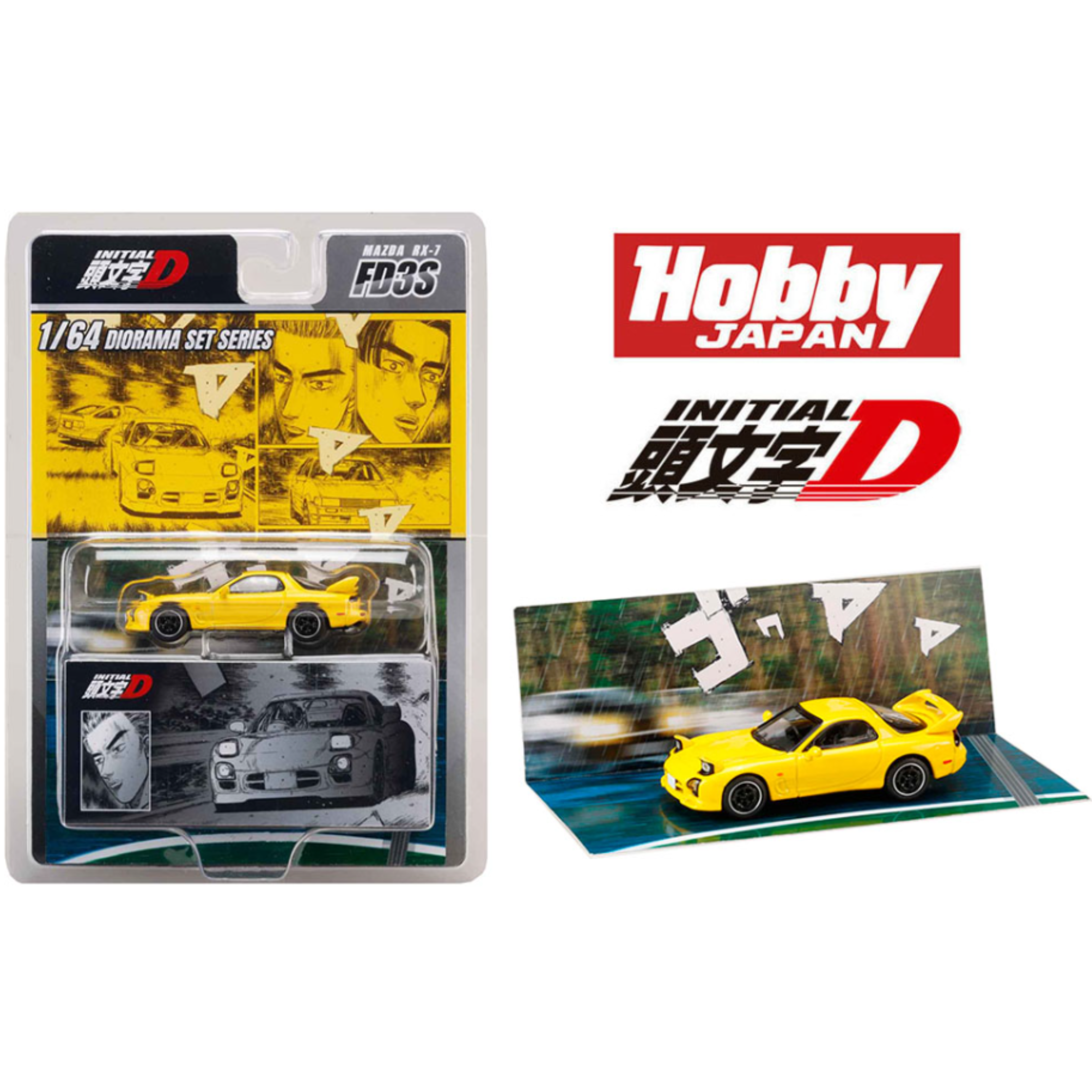 Hobby Japan Initial D Diorama Set Series MAZDA RX-7 (FD3S) Project D Keisuke Takahashi VS Wataru Akiyama