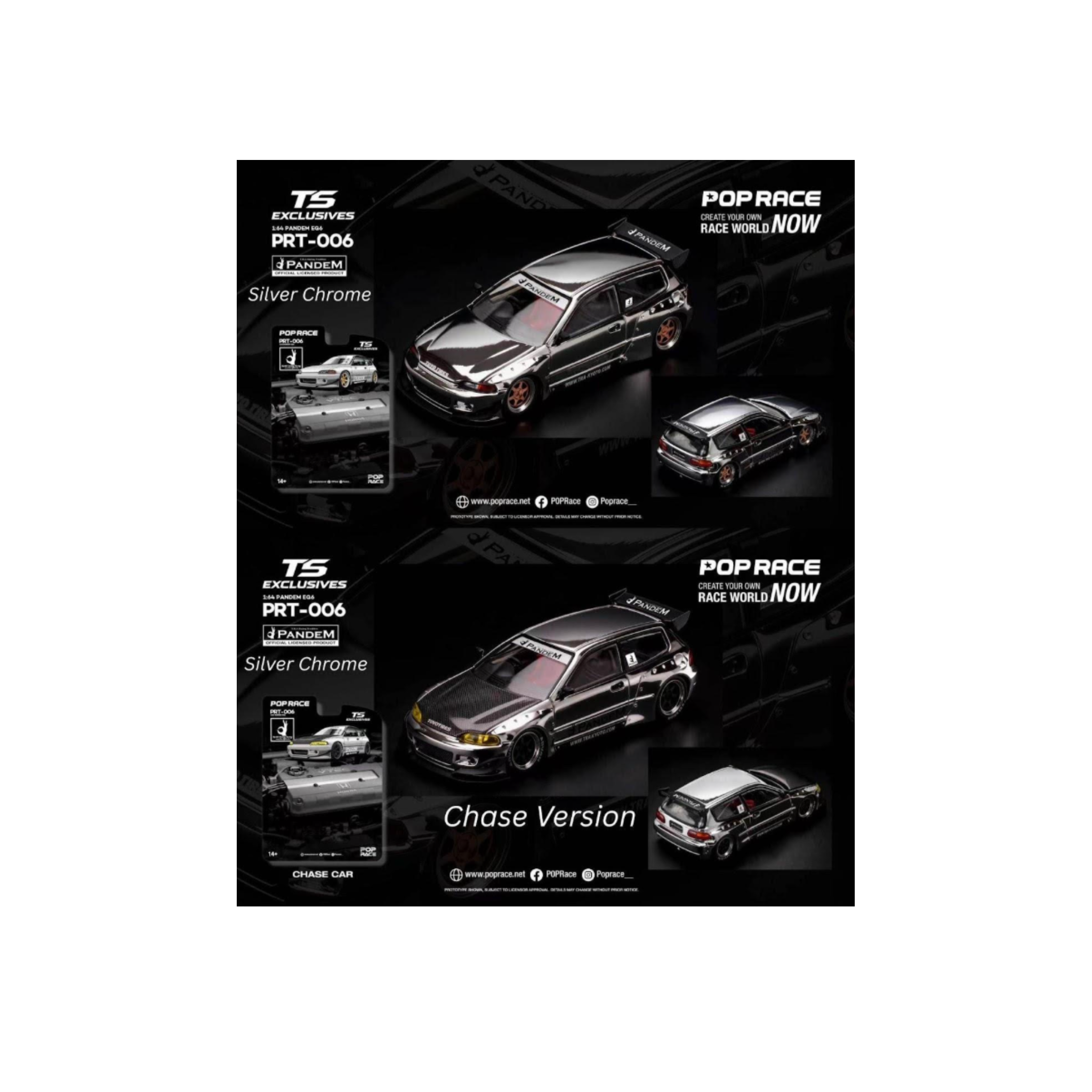 Pop Race x TS Exclusives Pandem EG6 Silver Chrome (Preorder)