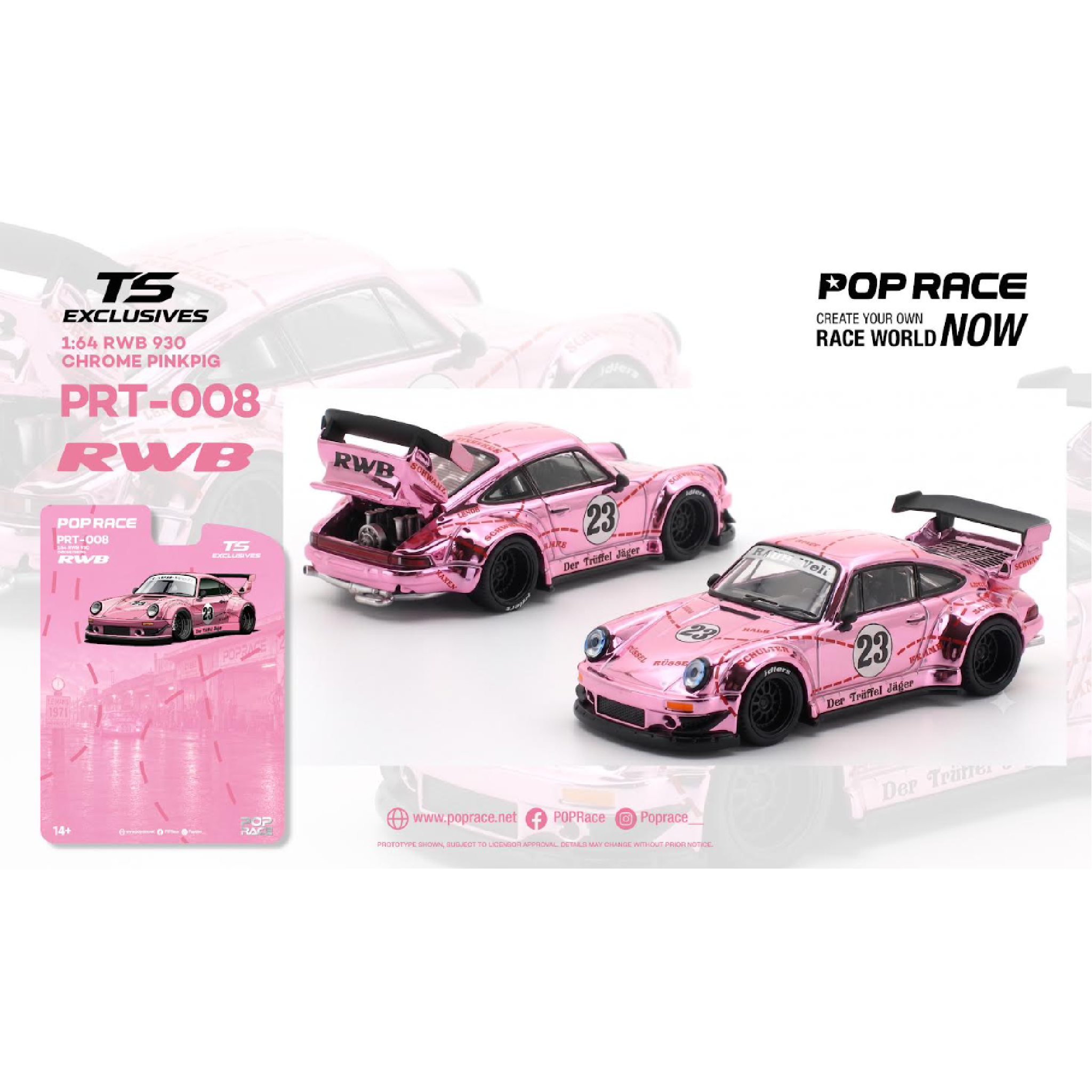Pop Race x TS Exclusives RWB 930 Chrome Pink Pig - PRT008 (Preorder)
