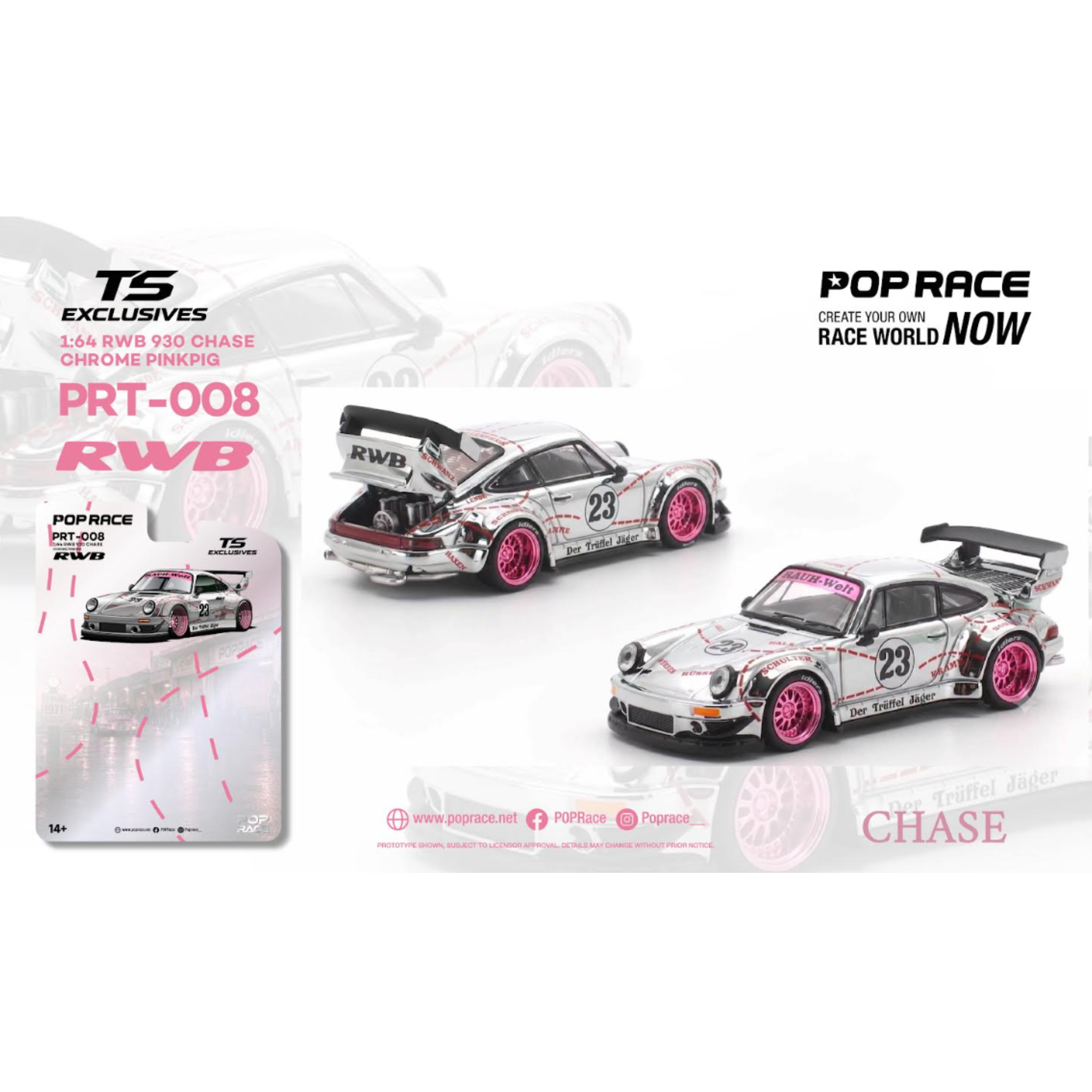 Pop Race x TS Exclusives RWB 930 Chrome Pink Pig - PRT008 (Preorder)