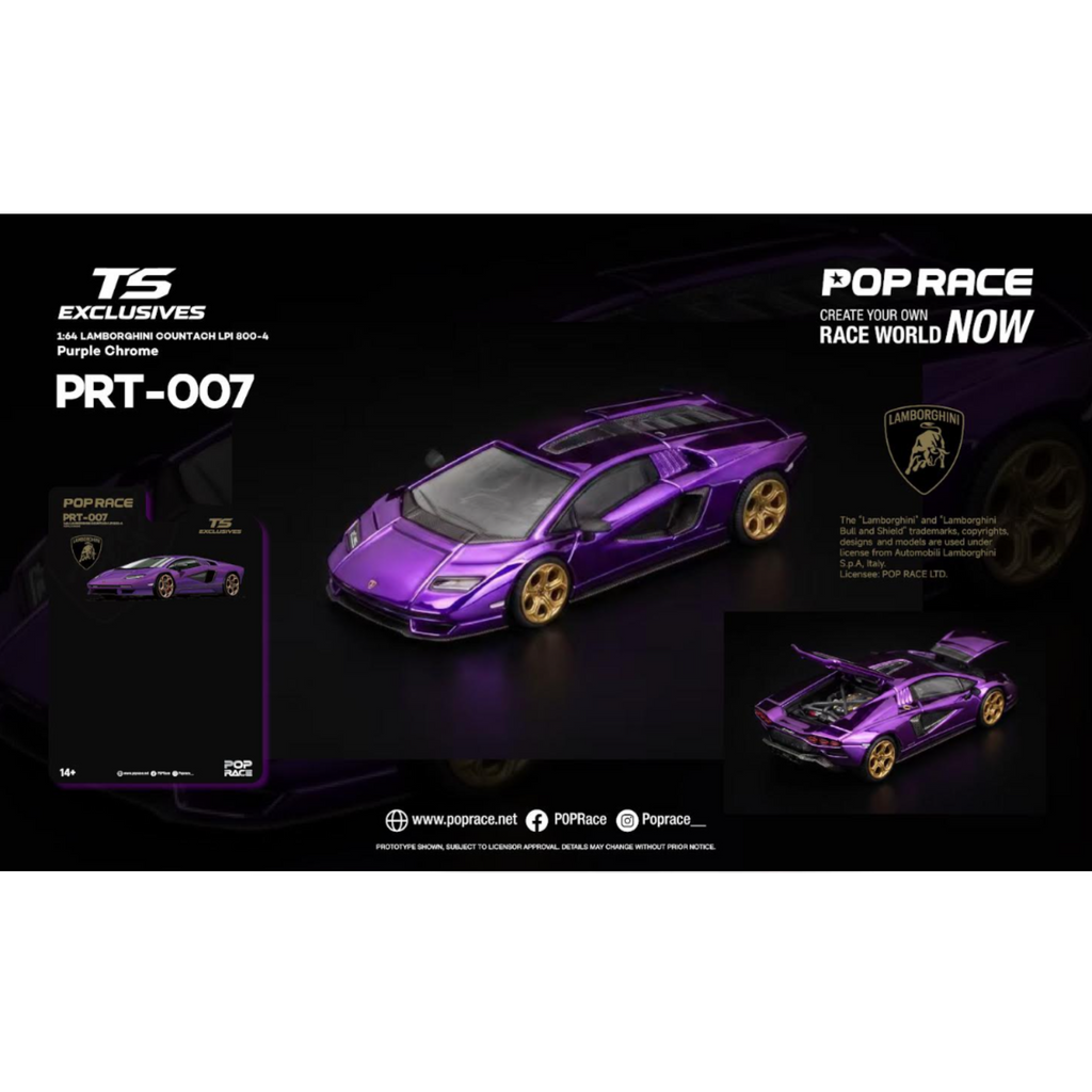 Pop Race x TS Exclusives Lamborghini Countach LPI 800-4 Purple Chrome - PRT007 (Preorder)