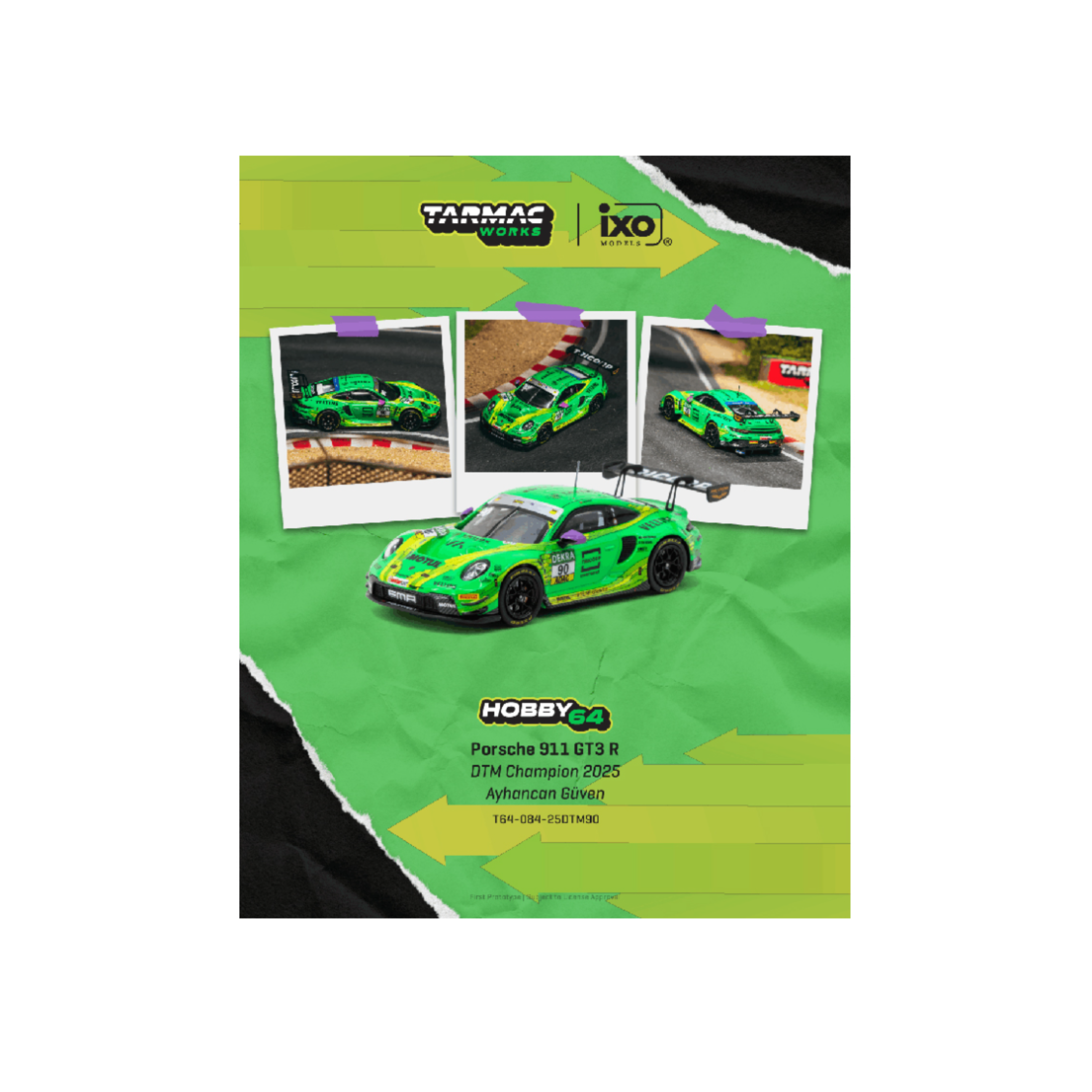 Tarmac Works Porsche 911 GT3 R DTM Champion 2025 Ayhancan Güven – Hobby64 (Preorder)