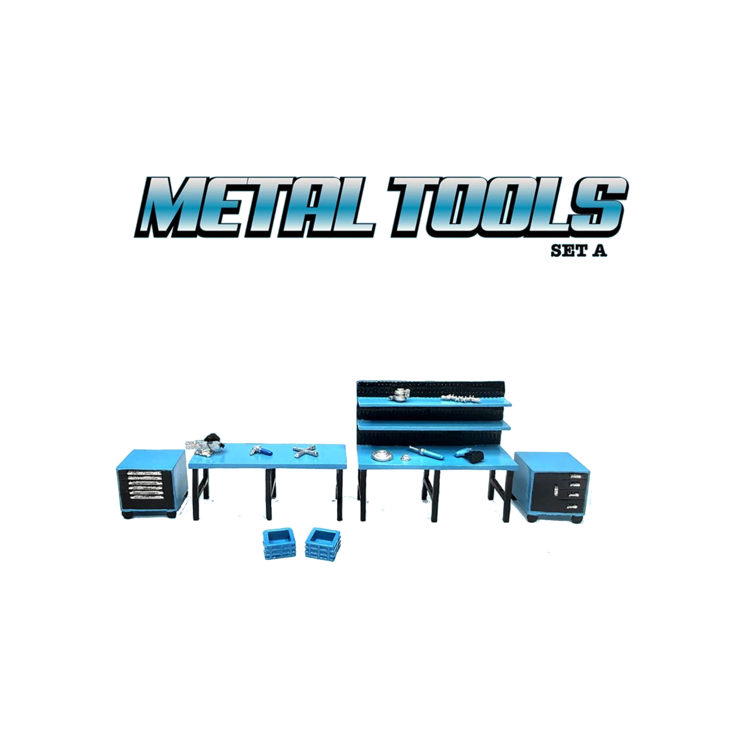 American Diorama 1:64 Metal Tools Set A Blue – Mijo Exclusives (Preorder)