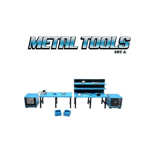American Diorama 1:64 Metal Tools Set A Blue – Mijo Exclusives (Preorder)