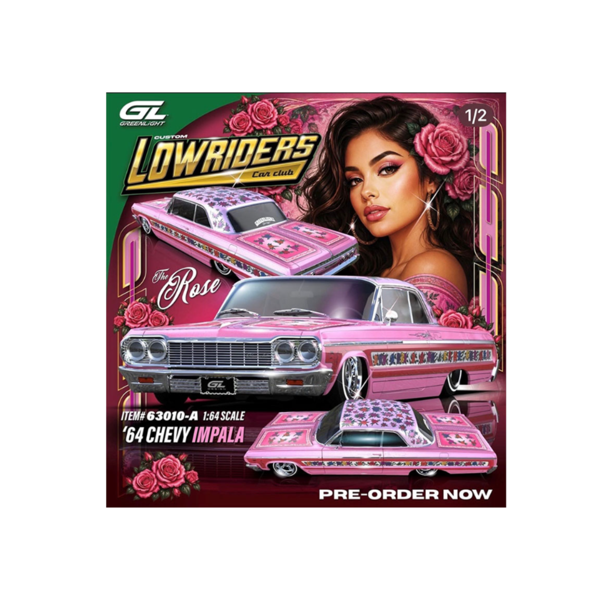 Greenlight Custom Lowriders – 1964 Chevrolet Impala SS Rose – Pink (Preorder)