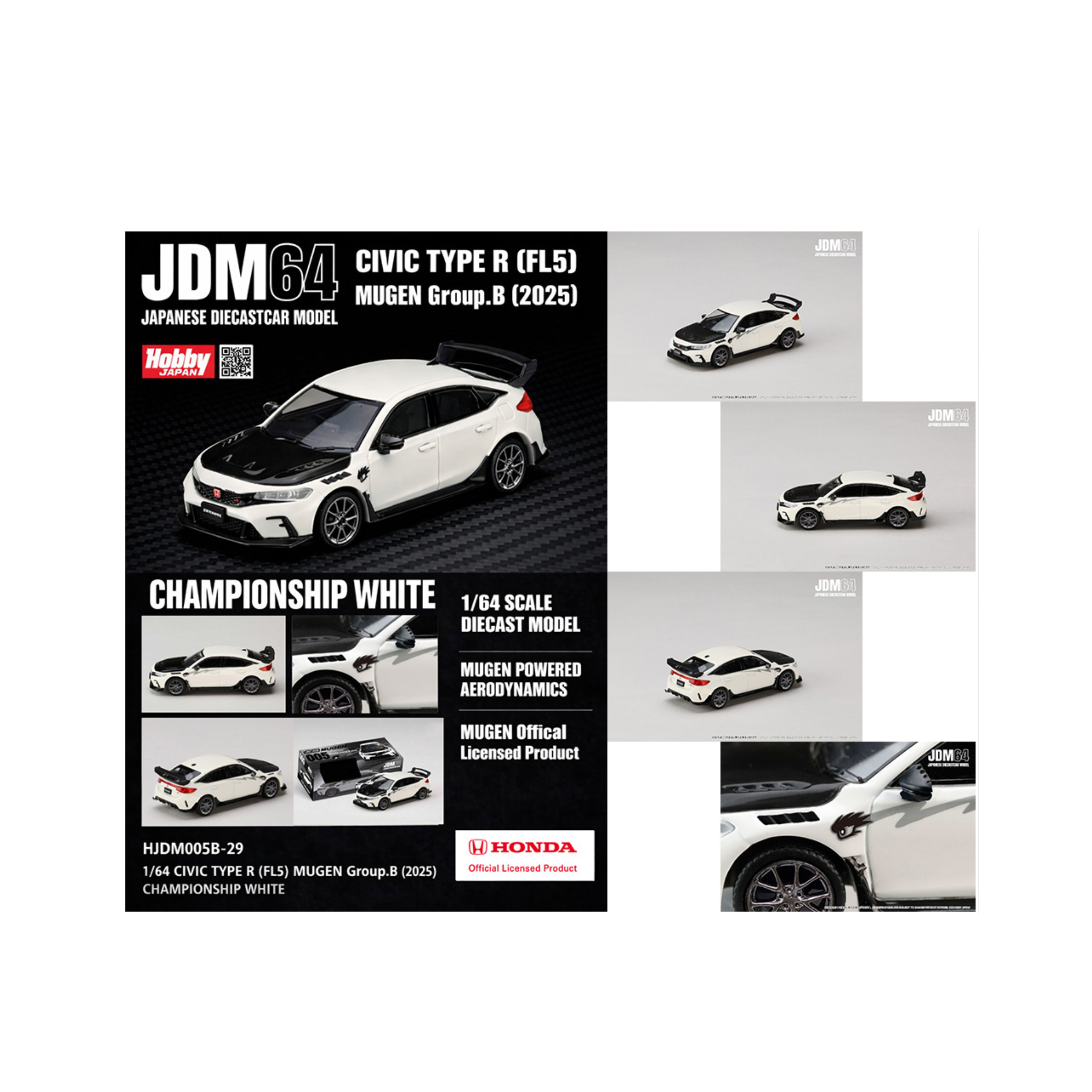 Hobby Japan Honda Civic Type R (FL5) MUGEN Group B 2024 – Championship White (Preorder)