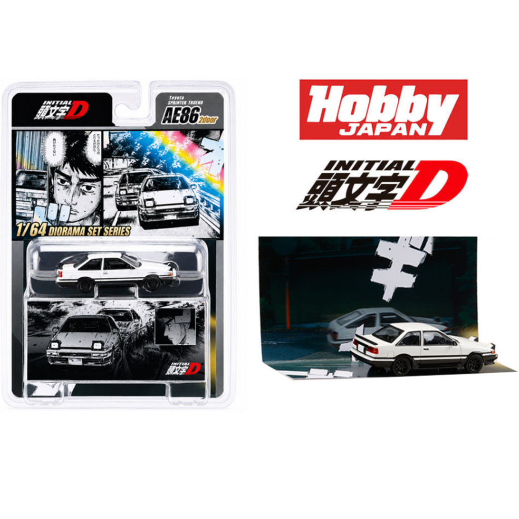Hobby Japan Initial D Diorama Set Series Toyota Sprinter Trueno (AE86) 2-Door Initial D Shinji Inui VS Takumi Fujiwara (Preorder)