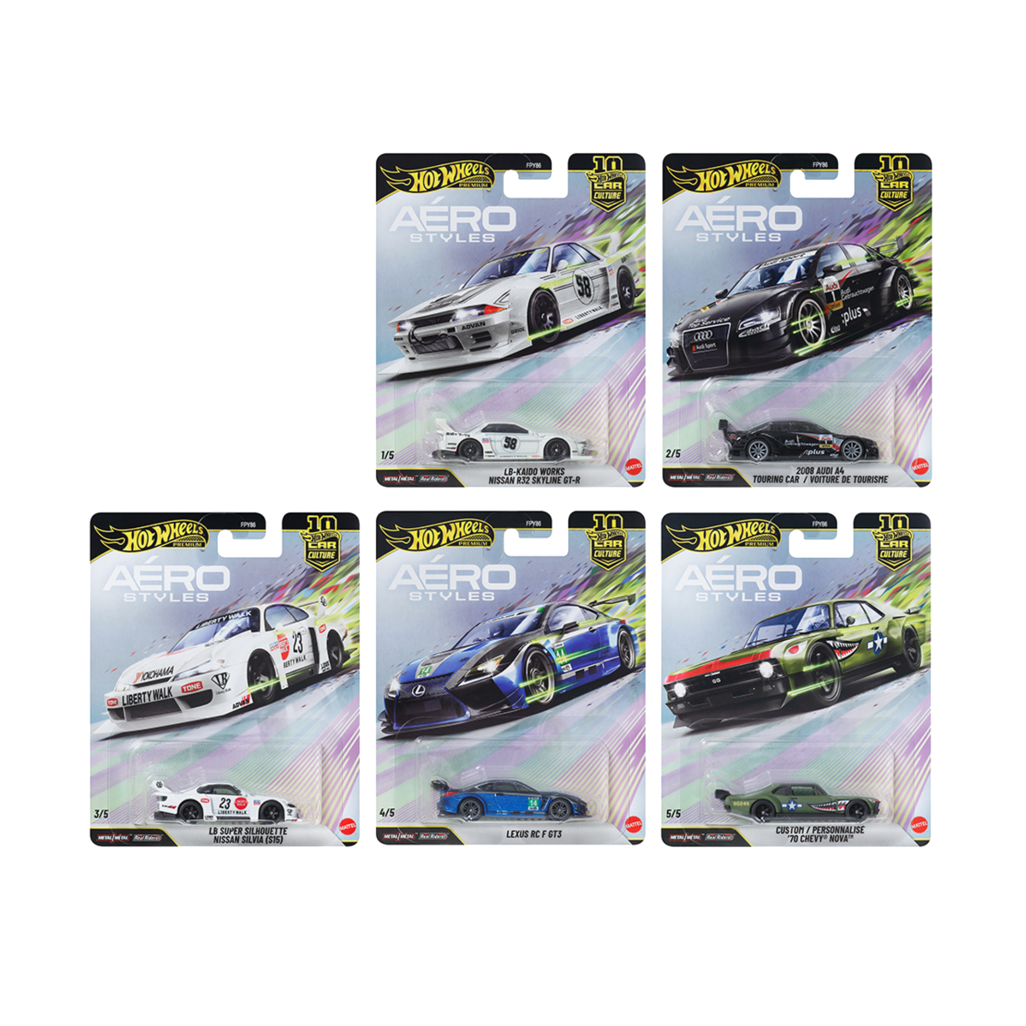 Hot Wheels Car Culture 2026 U Case - Aero Styles (Pack of 5)