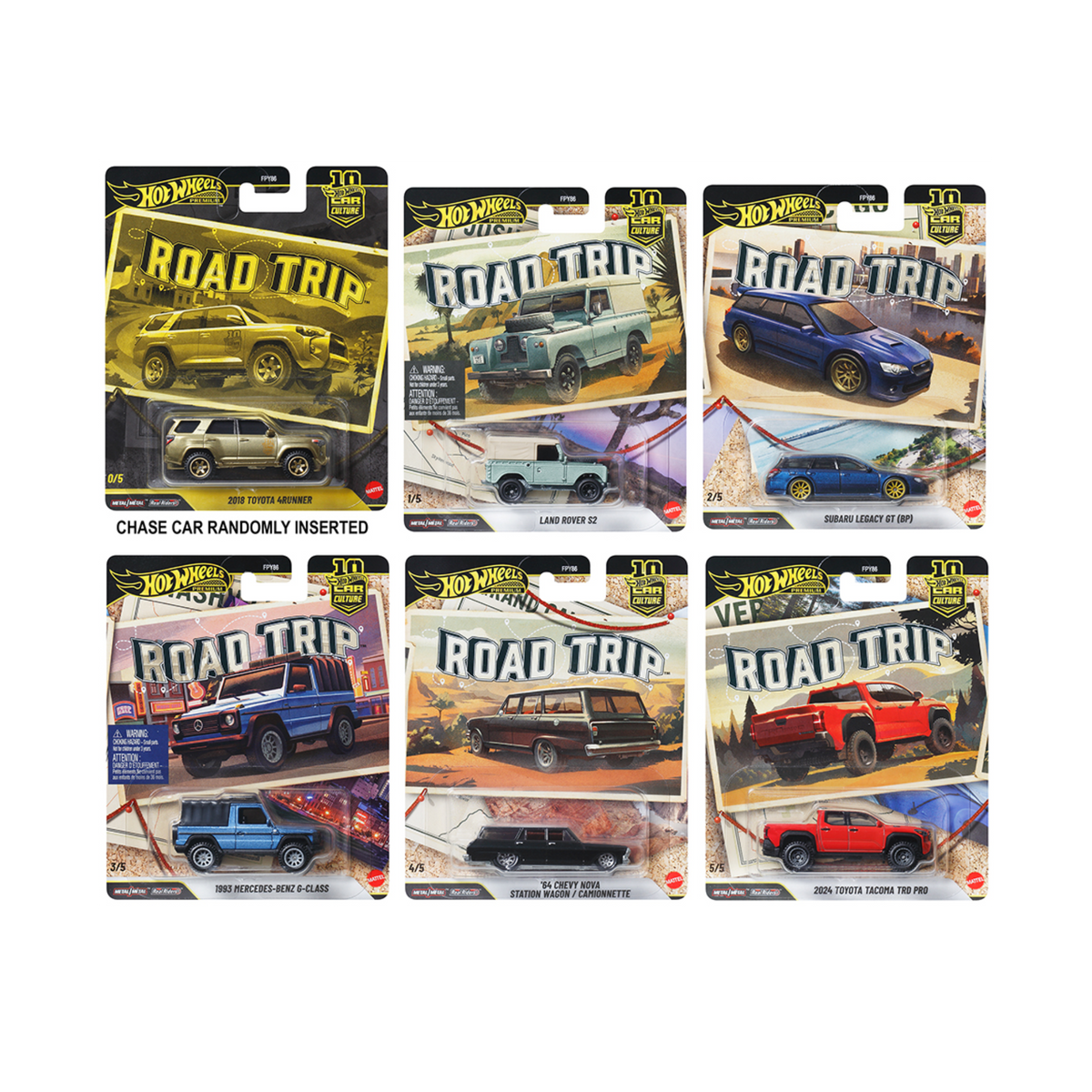 Hot Wheels Car Culture 2026 V Case - Road Trip (Pack of 10)