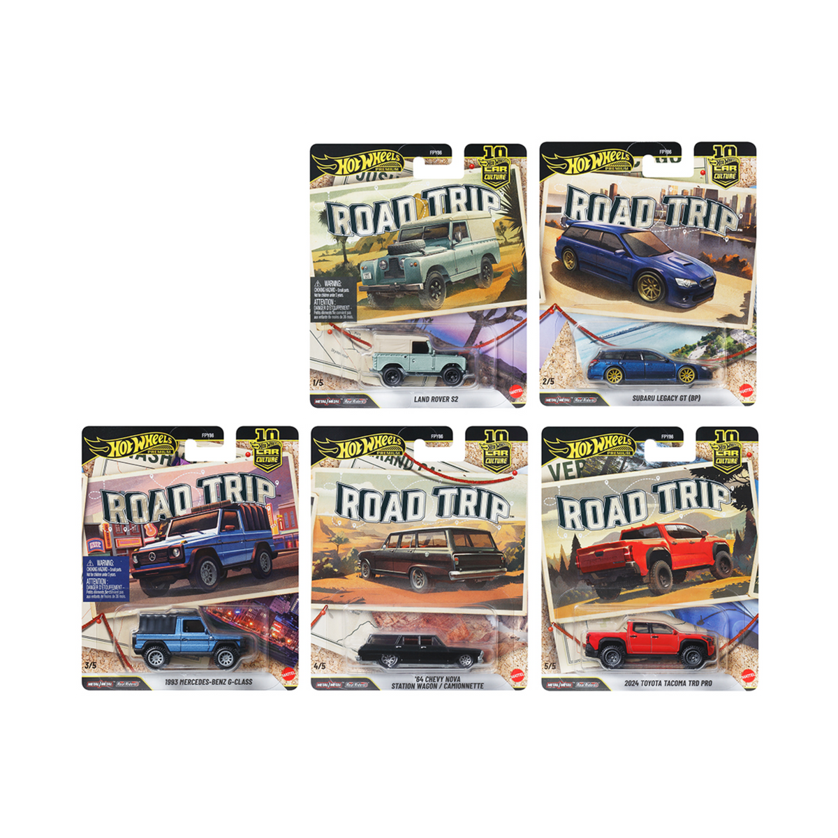 Hot Wheels Car Culture 2026 V Case - Road Trip (Pack of 5)