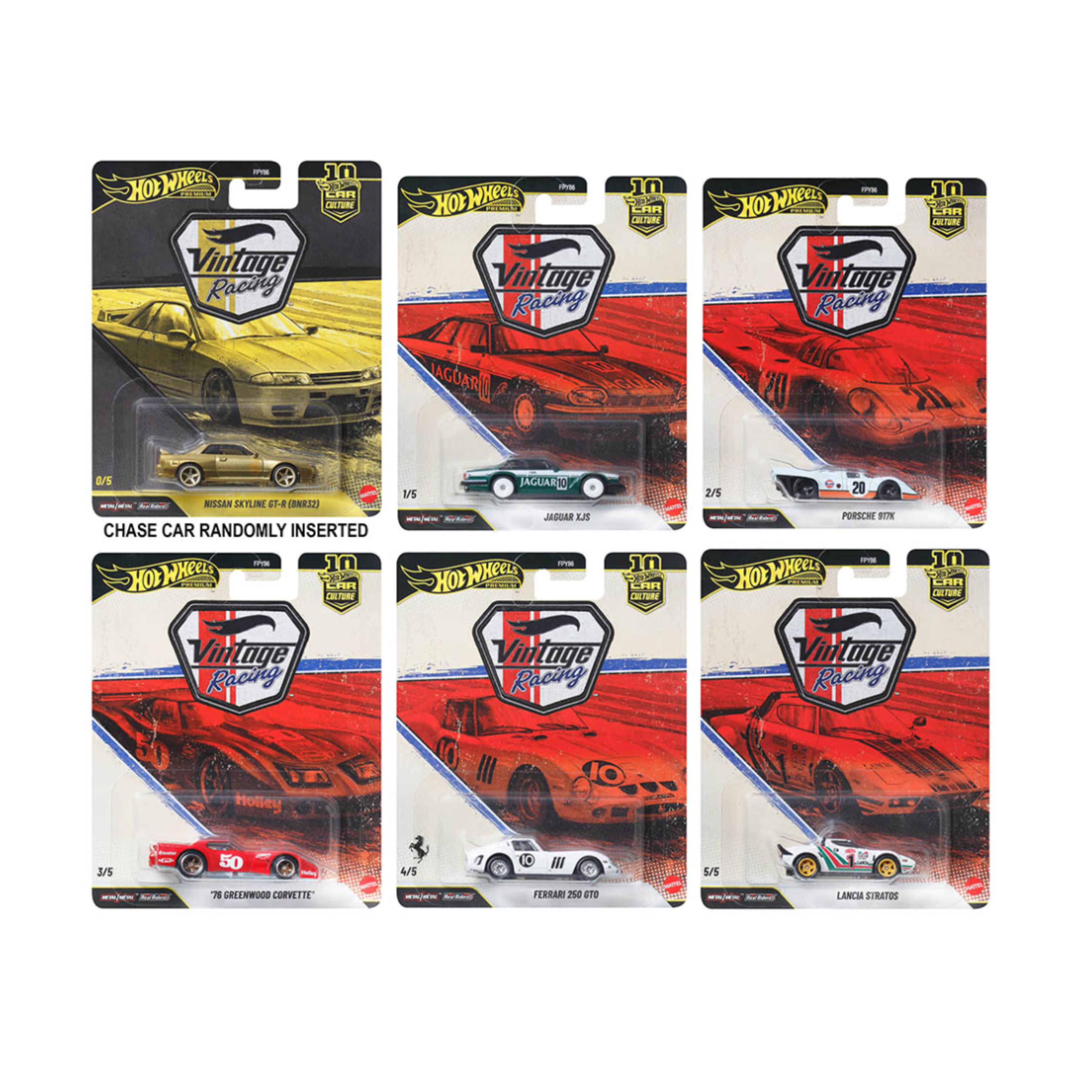 Hot Wheels Car Culture 2026 T Case - Vintage Racing (Pack of 10)