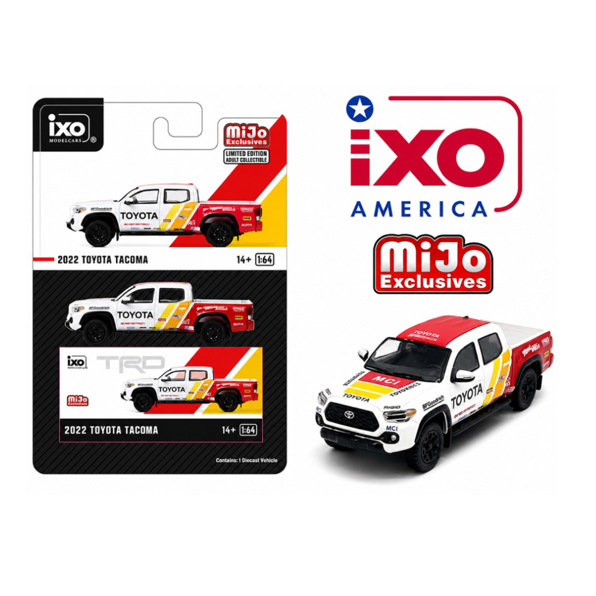IXO Model 2022 Toyota Tacoma Racing TRD – White – Limited Edition – Mijo Exclusives (Preorder)