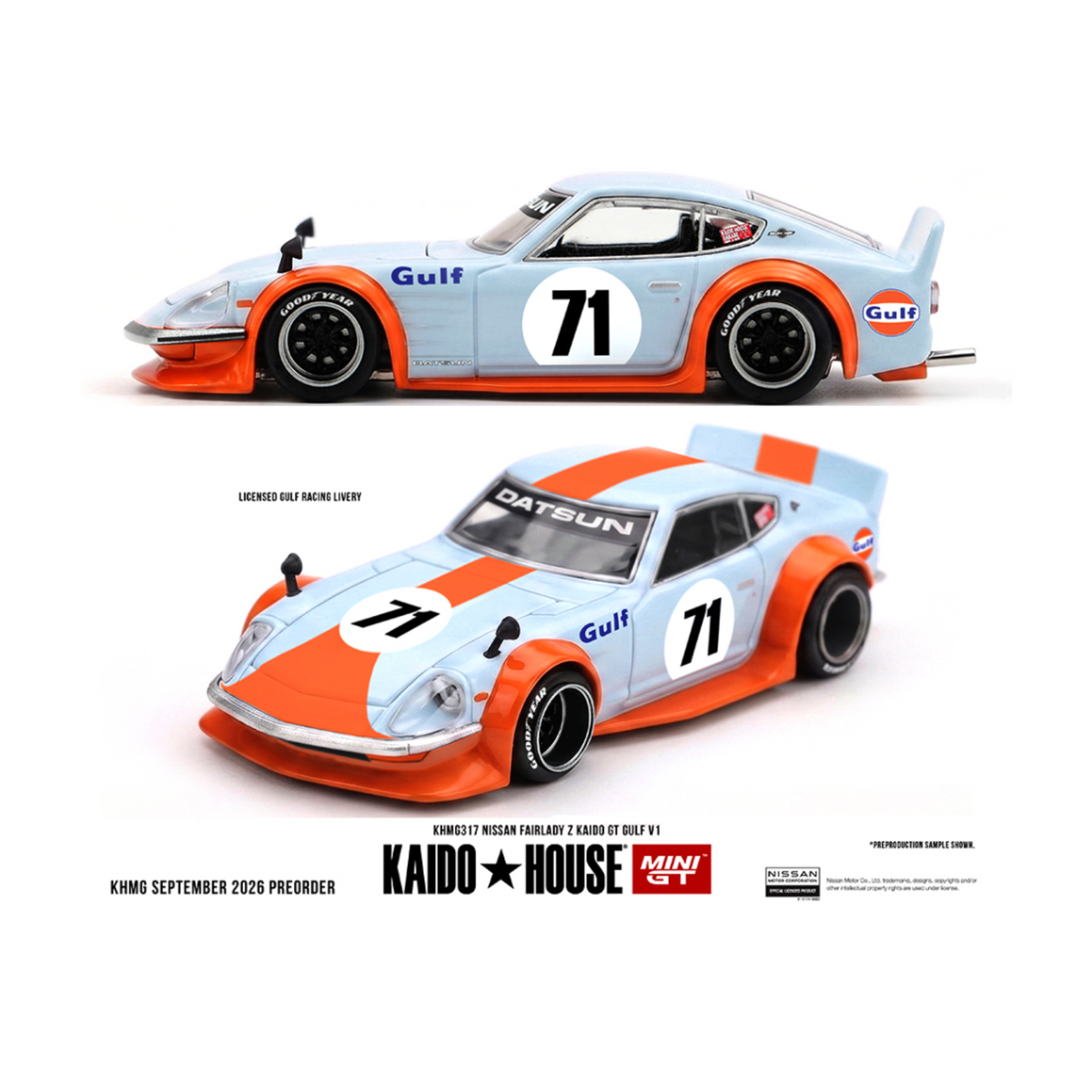 Kaido House x Mini GT Nissan Fairlady Z Kaido GT Gulf V1 – Blue (Preorder)