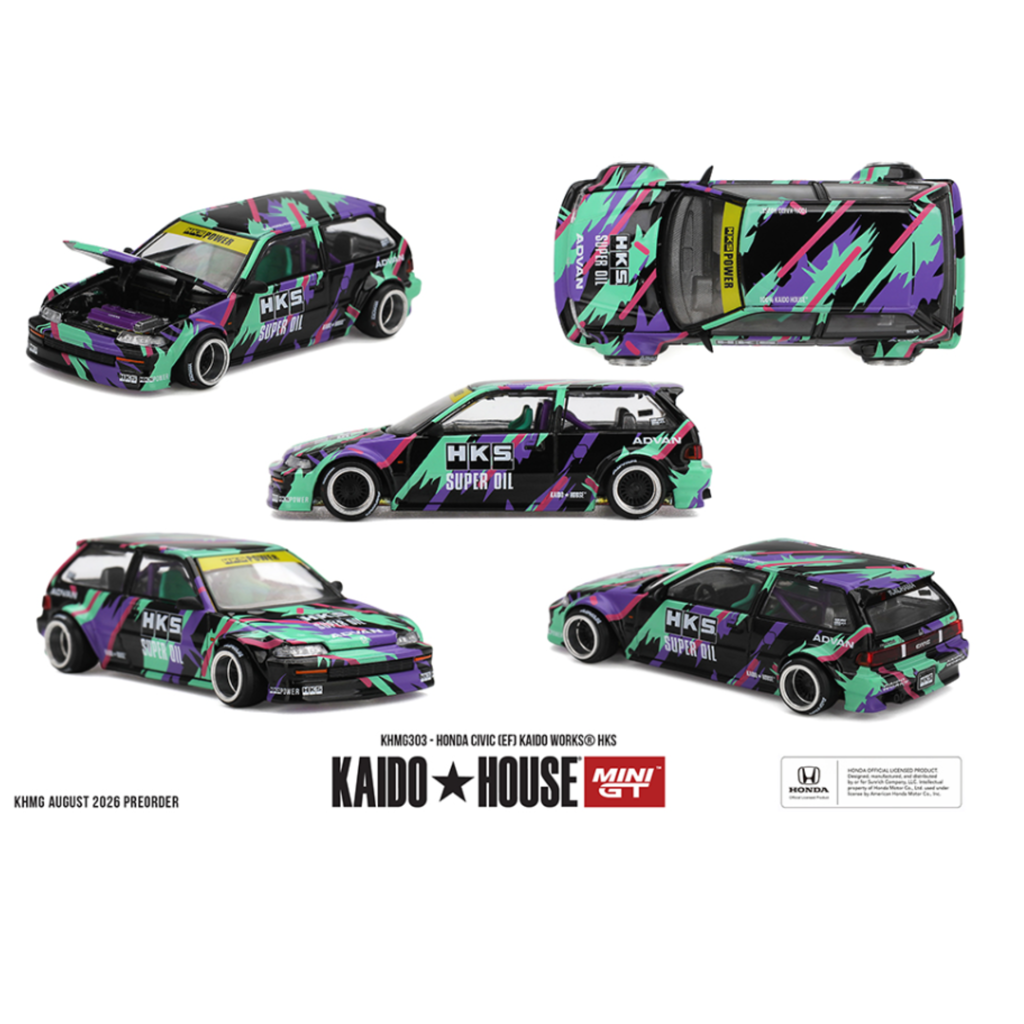 Kaido House x Mini GT Honda Civic (EF) Kaido Works HKS (Preorder)