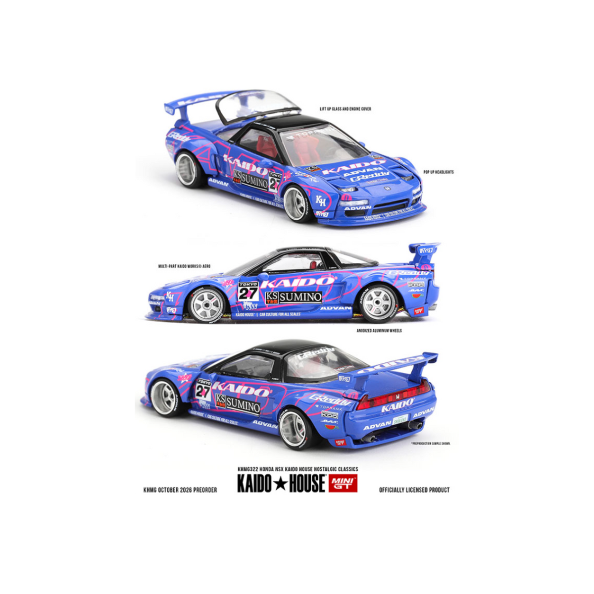 Kaido House x Mini GT Honda NSX Kaido House Nostalgic Classics – Blue (Preorder)