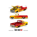 Kaido House x Mini GT Chevrolet Silverado Dually Kaido Racing Team V1 – Yellow Red Two- Tone (Preorder)