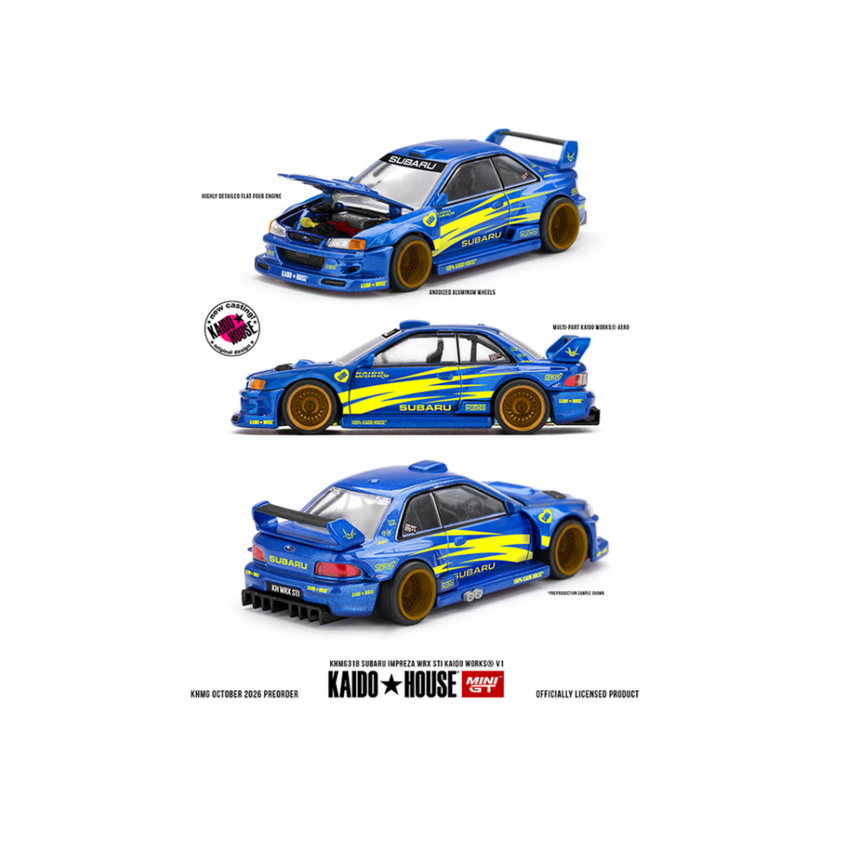 Kaido House x Mini GT Subaru Impreza WRX STI Kaido Works V1 – Blue (Preorder)