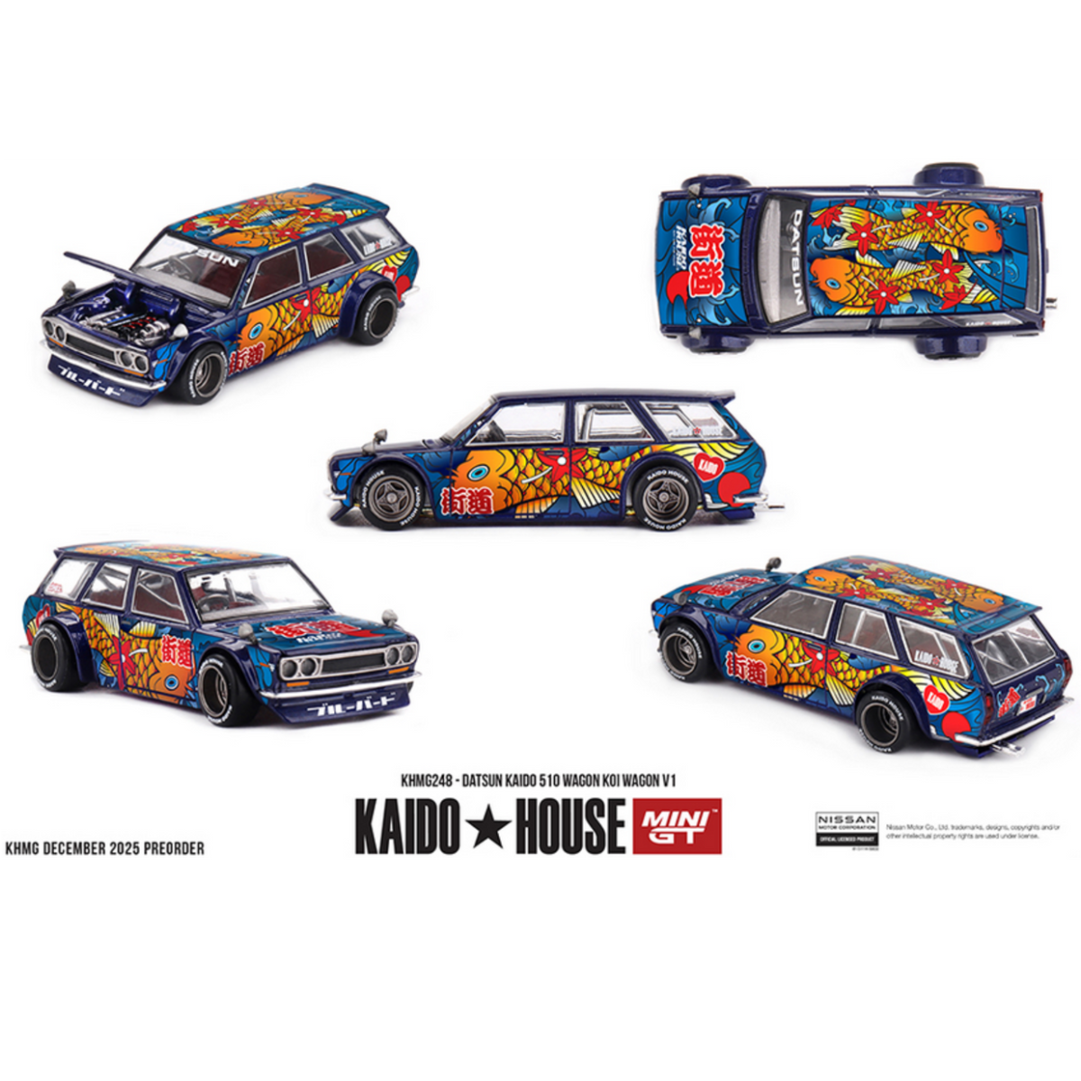 Kaido House x Mini GT Datsun Kaido 510 Wagon Koi Wagon V1 - Blue