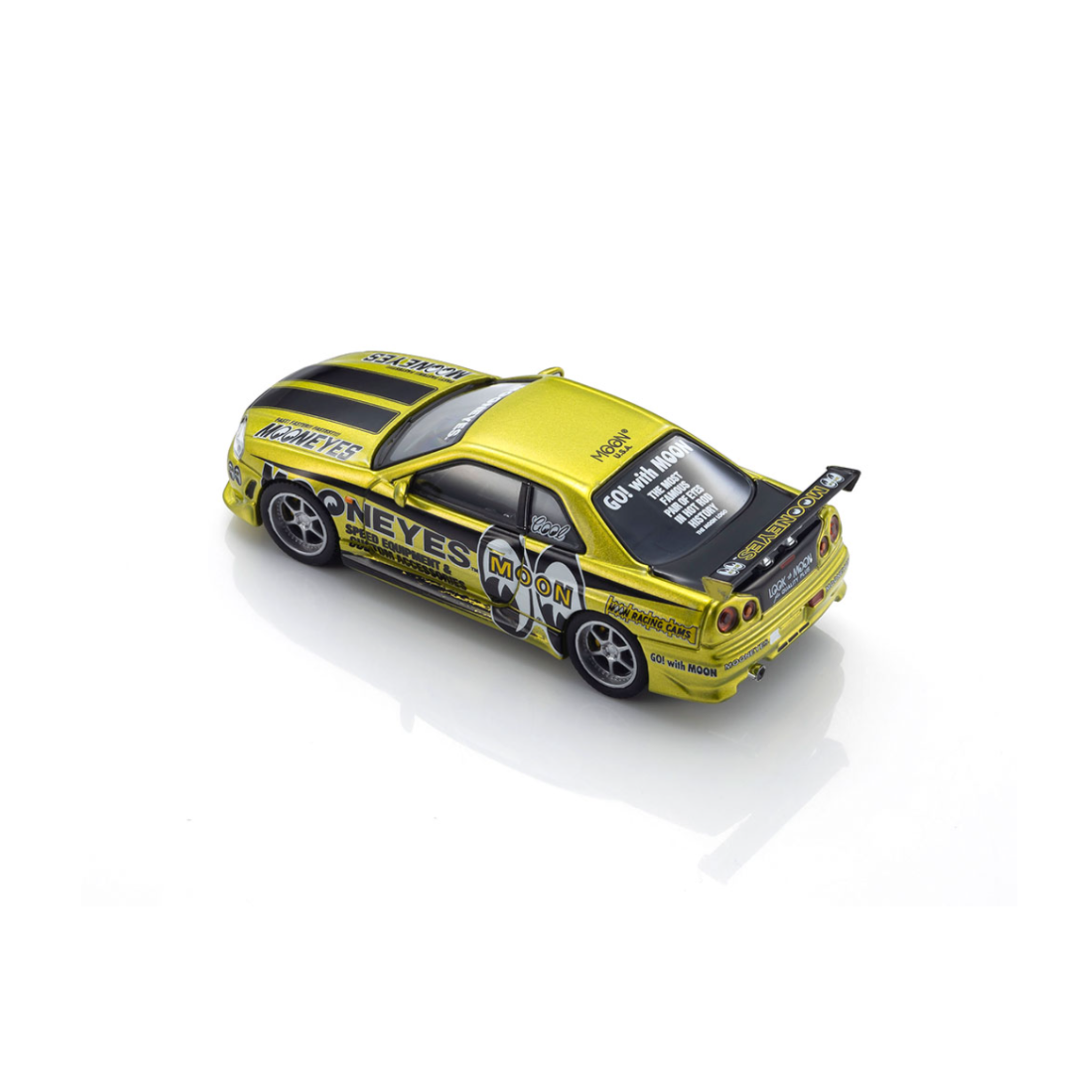 Kyosho Nissan GT-R (R-34) Mooneye’s 1 with MOTN LED Base Compatible -Liquid Yellow (Preorder)