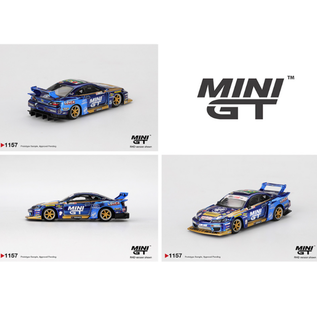 Mini GT Nissan LB-Super Silhouette S15 SILVIA #555 Team MINI GT Liberty Walk 2025 Formula Drift – Chrome Blue