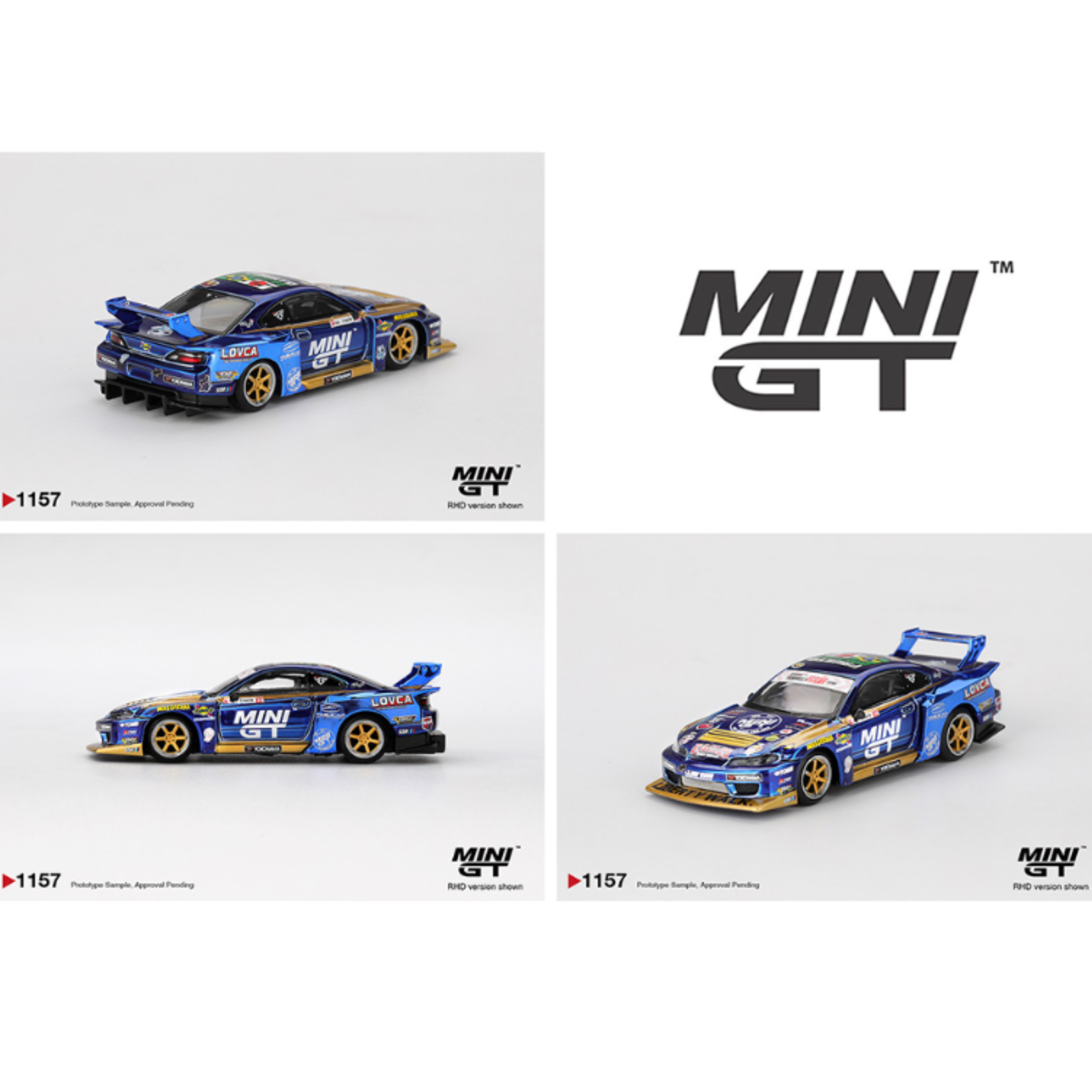 Mini GT Nissan LB-Super Silhouette S15 SILVIA #555 Team MINI GT Liberty Walk 2025 Formula Drift – Chrome Blue