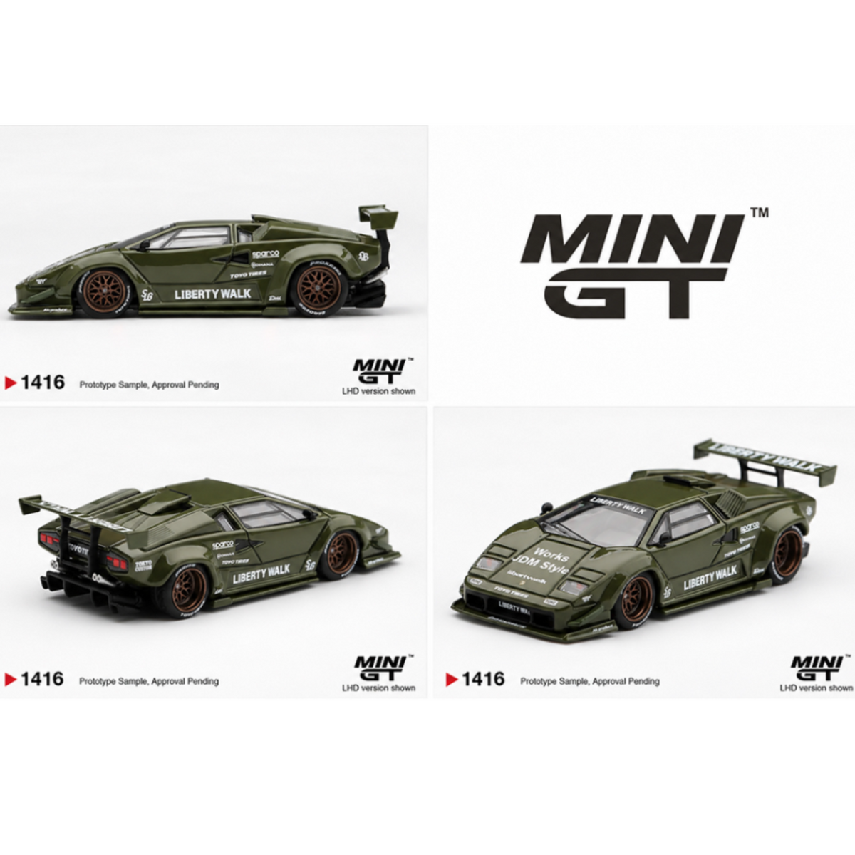 Mini GT Lamborghini Countach LB-WORKS Army Green – Limited Edition (Preorder)