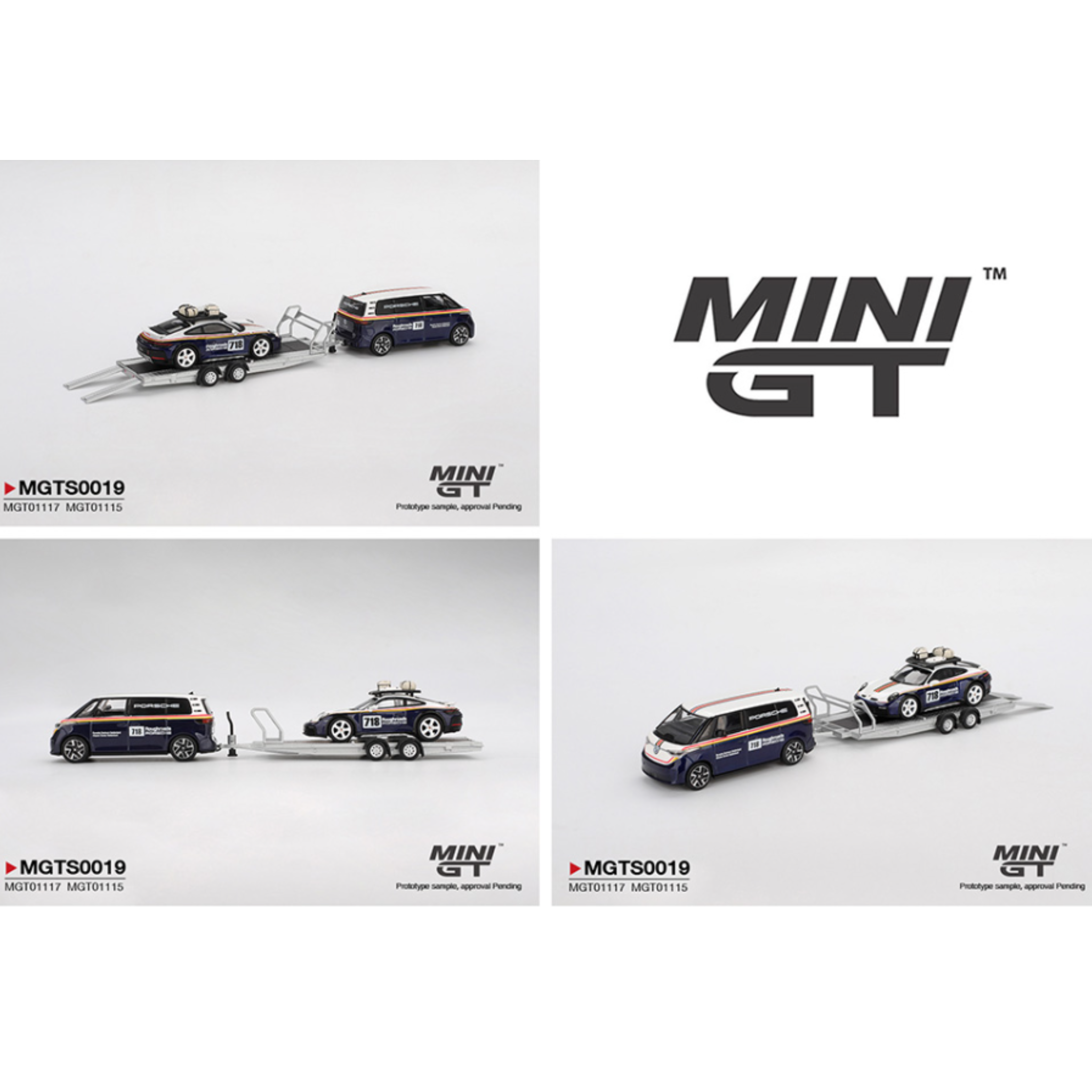 Mini GT Porsche 911 Dakar #718 / Volkswagen ID. Buzz Porsche Centrum Gelderland Roughroads Set