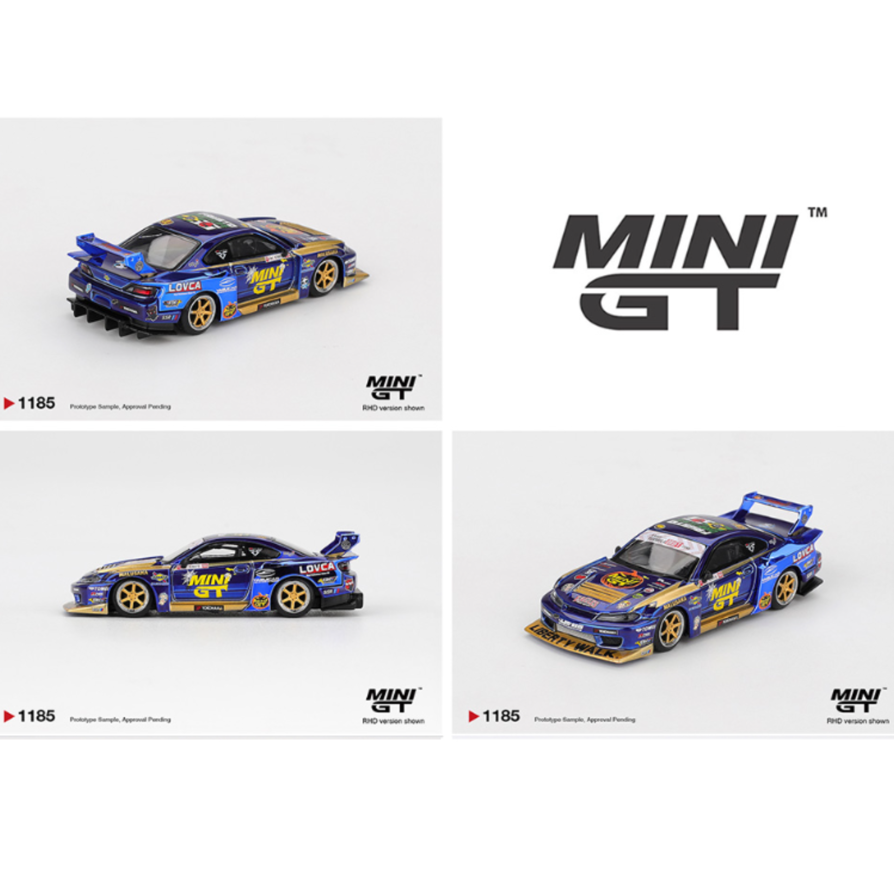 Mini GT Nissan LB-Super Silhouette S15 SILVIA #555 Team MINI GT Liberty Walk 2025 Formula Drift Halloween Special – Chrome Blue
