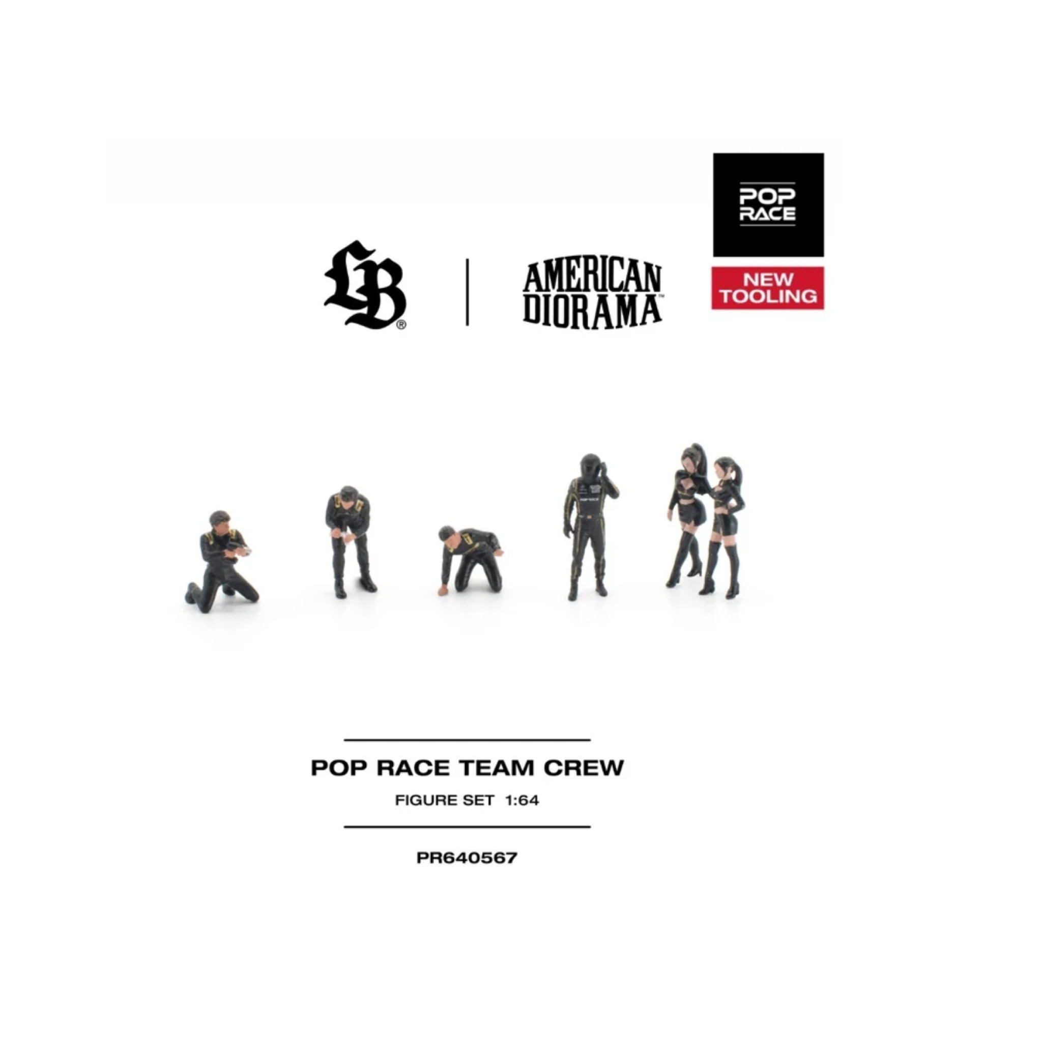 Pop Race x American Diorama - Pop Race Team Crew - 6 Figures - PR640567 (Preorder)