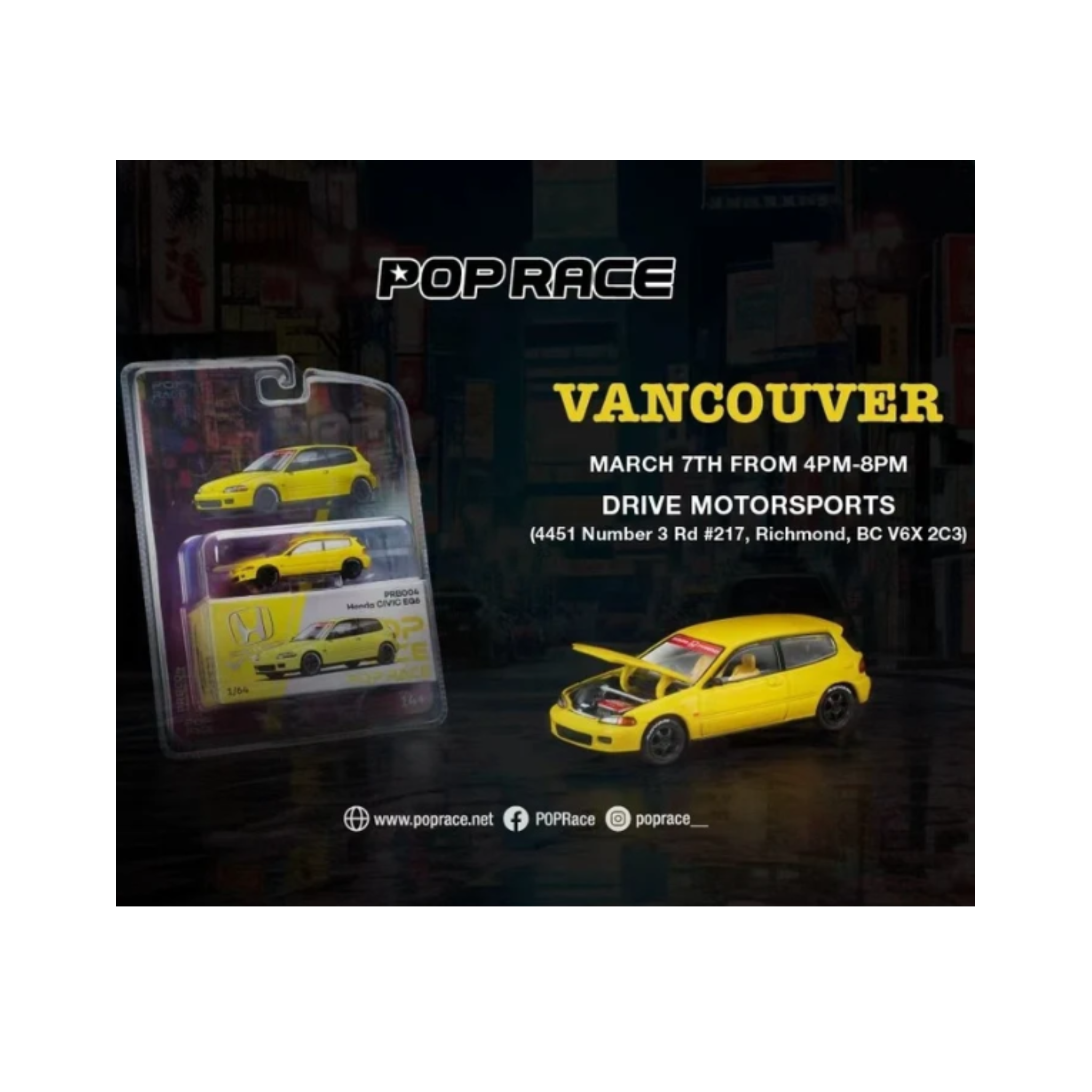 Pop Race Honda Civic EG6 Yellow - Vancouver 2026 Edition