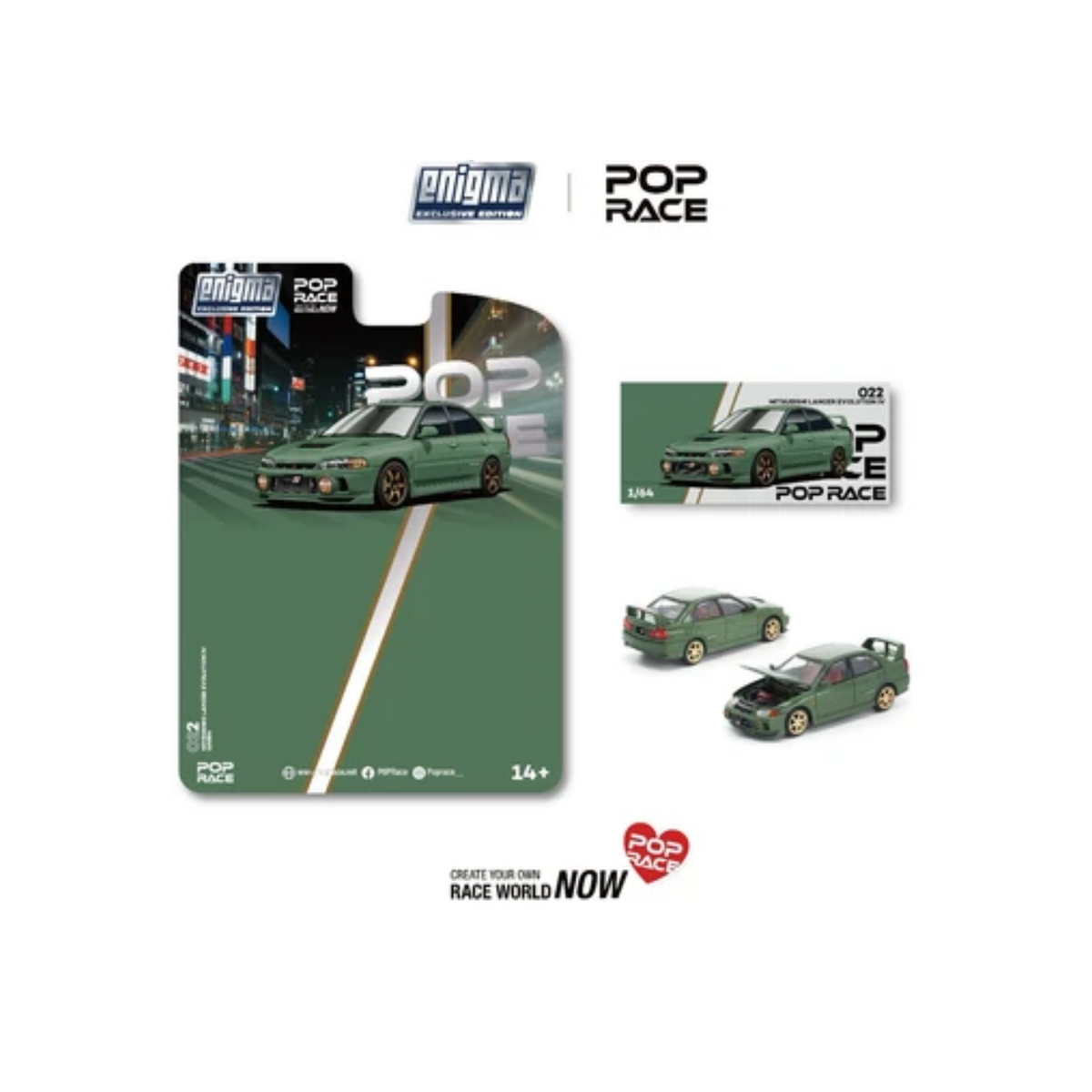 Pop Race - Mitsubishi Lancer Evolution IV Green (Enigma Exclusive edition) PRE022