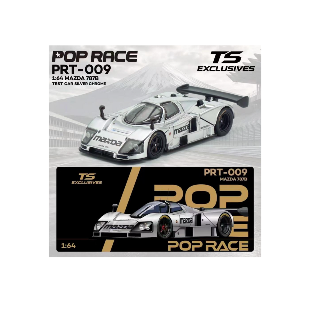 Pop Race x TS Exclusives MAZDA 787B Test Car Silver Chrome (Preorder)