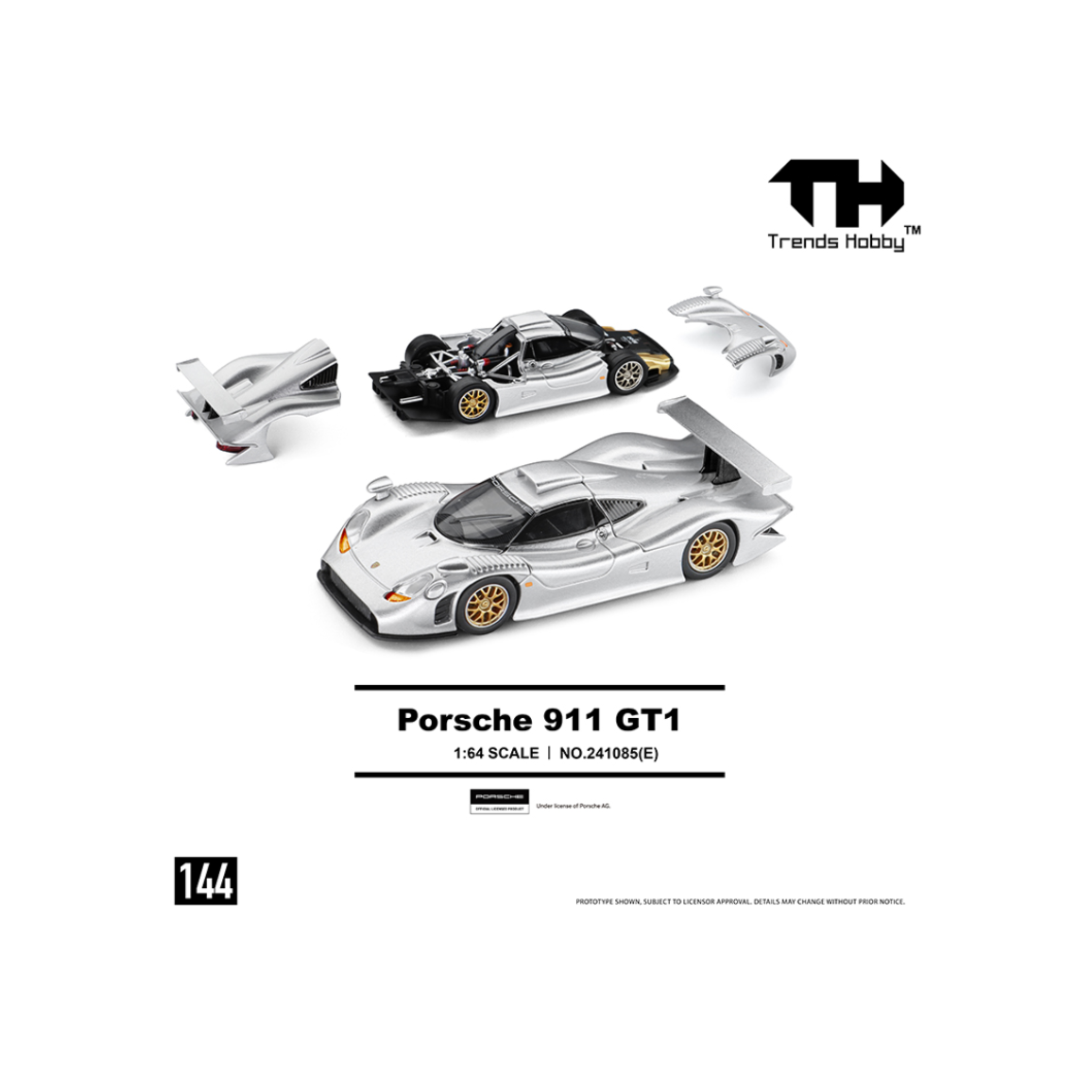 Trends Hobby Porsche 911 GT1 1998 – Silver (Preorder)