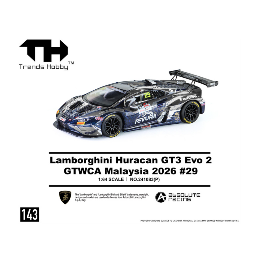 Trends Hobby Lamborghini Huracan GT3 EVO – GTWCA Malaysia 2026 #29 (Preorder)