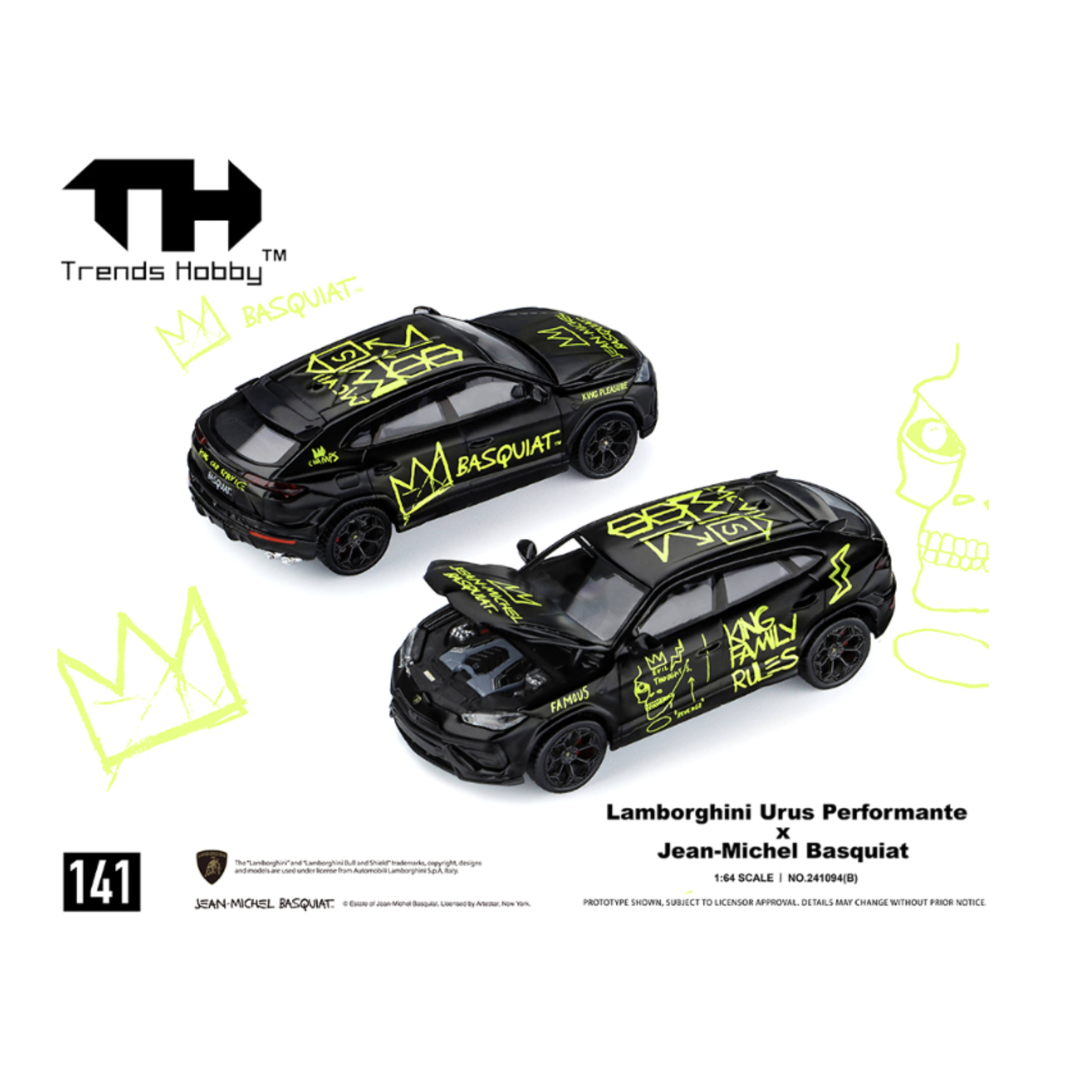 Trends Hobby Lamborghini Urus Performance x Jean Michael Basquiat (Matte Black) – Special Edition (Preorder)