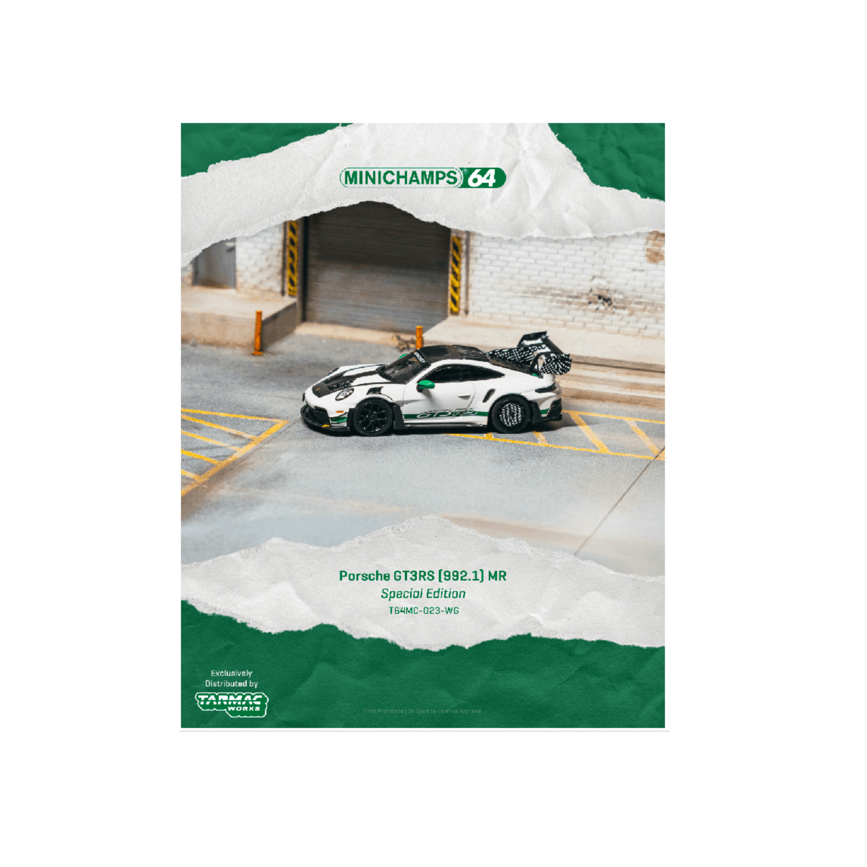 Tarmac Works x Minichamps Porsche GT3RS (992.1) MR White Green – Showcase – Limited Edition (Preorder)