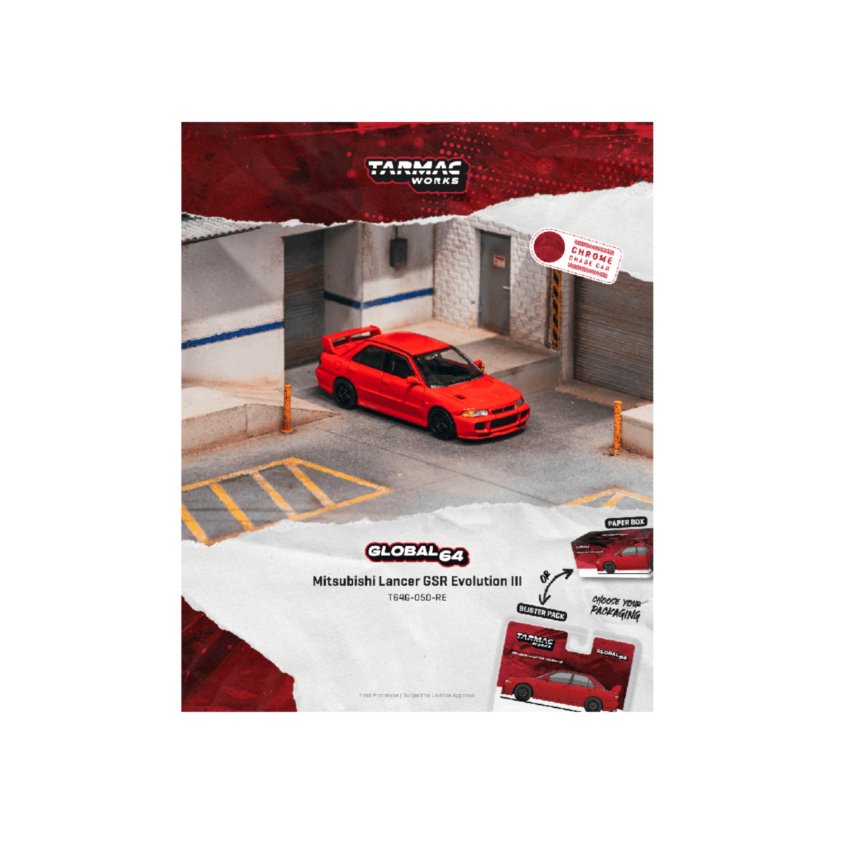 Tarmac Works Mitsubishi Lancer GSR Evolution III – Red – Global64 (Preorder)
