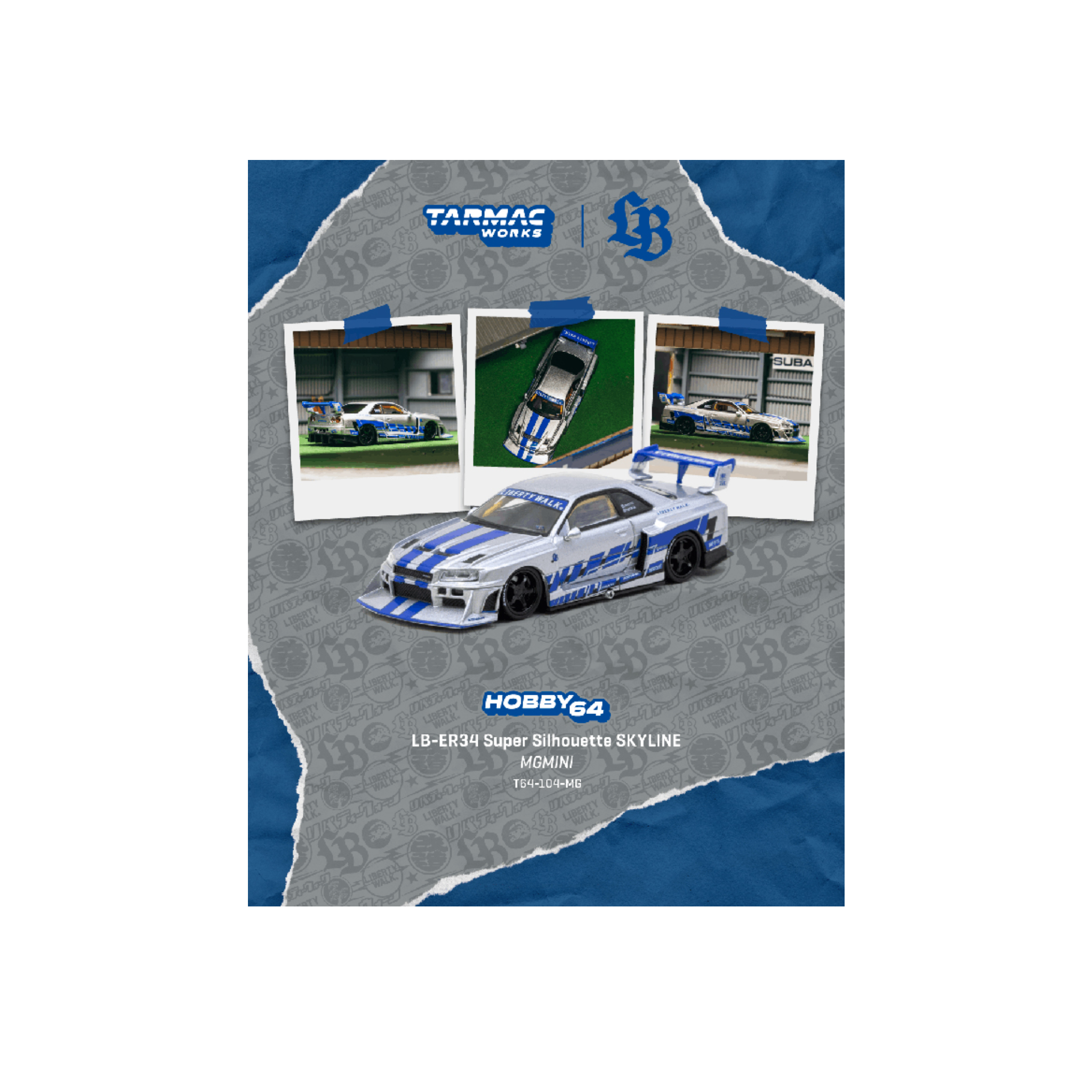 Tarmac Works LB-ER34 Super Silhouette SKYLINE MGMINI – Silver – Hobby64 (Preorder)