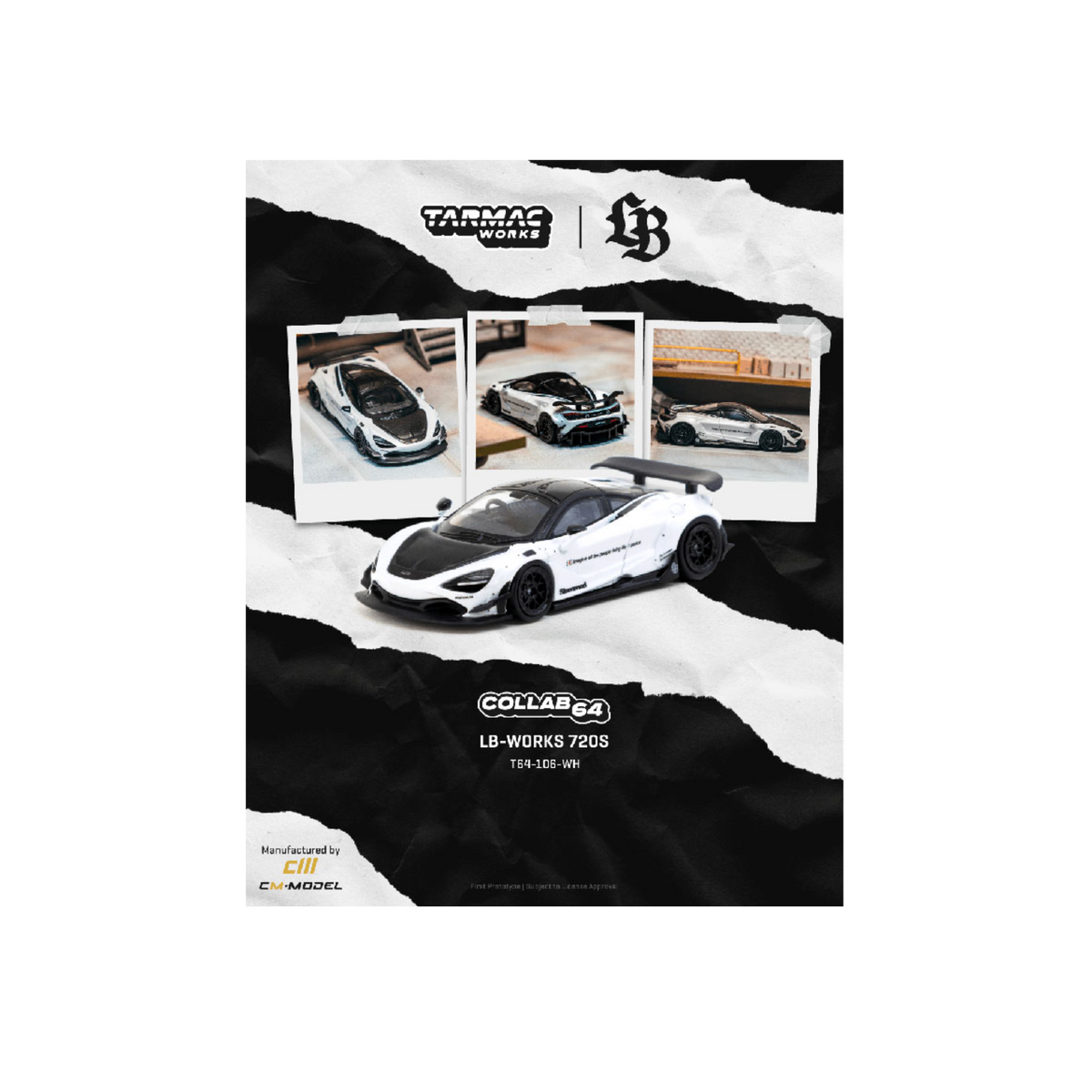 Tarmac Works LB-WORKS 720S with extra set of wheels two stance option included – White