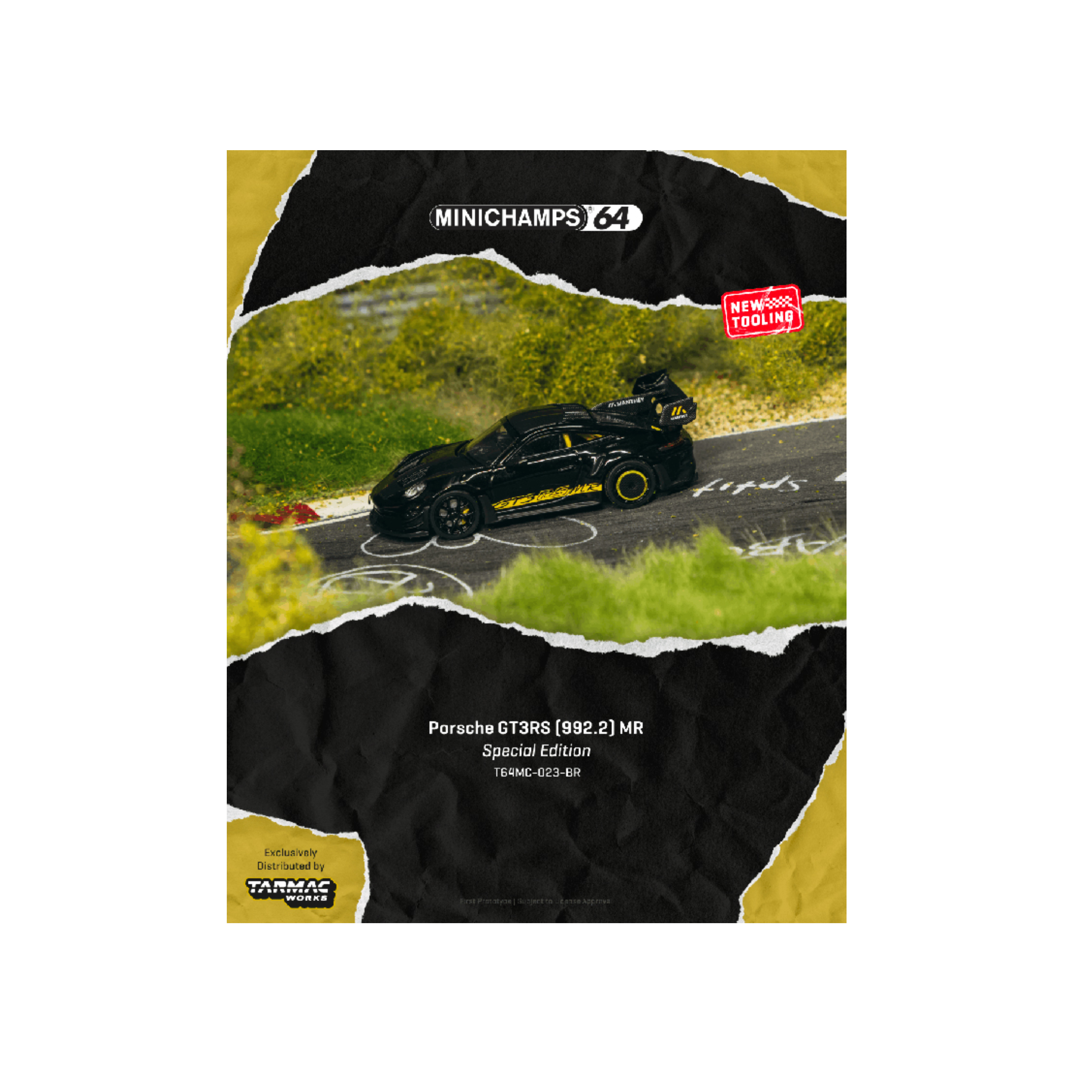 Tarmac Works x Minichamps Porsche GT3RS (992.2) MR – Black Yellow – Showcase – Limited Edition (Preorder)