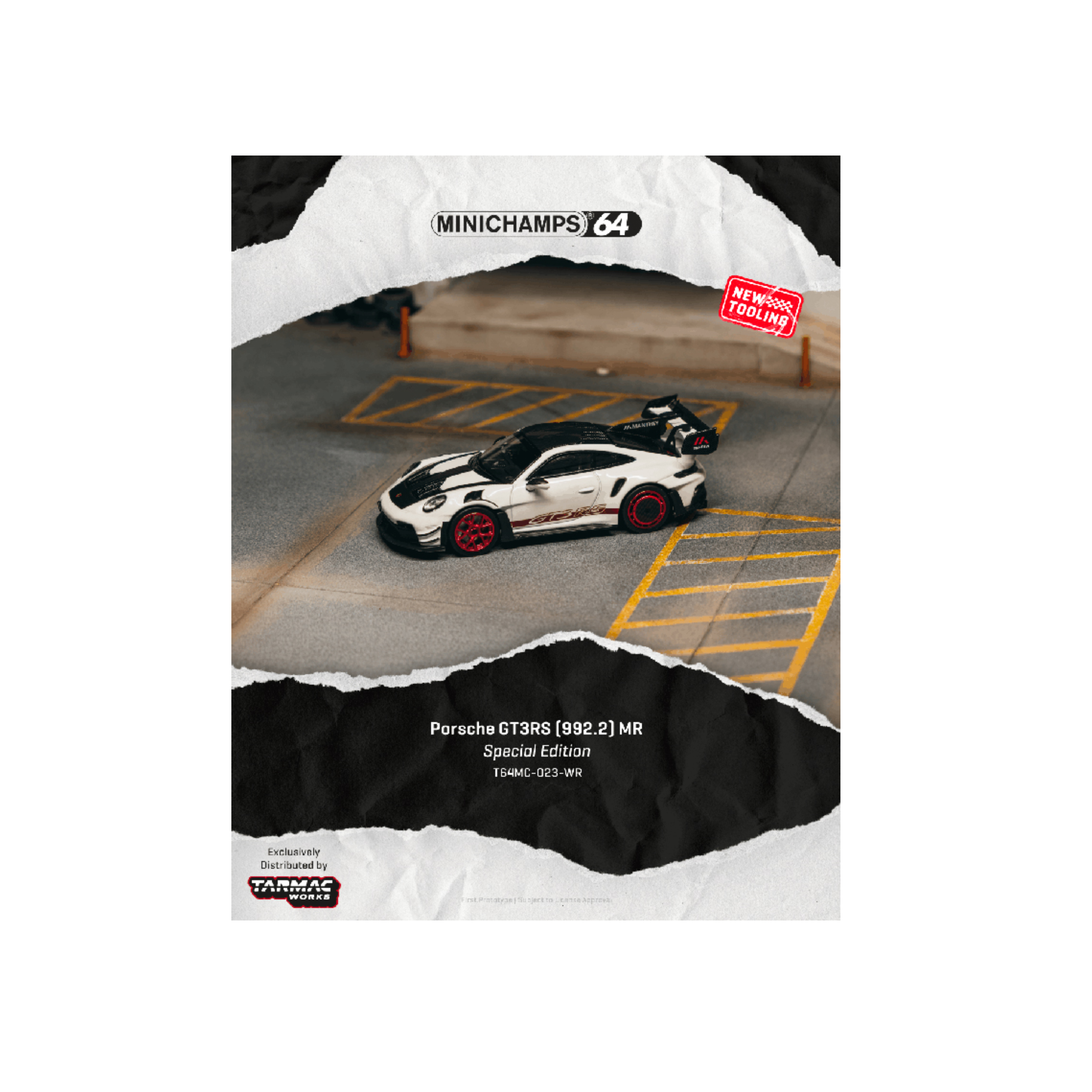 Tarmac Works x Minichamps Porsche GT3RS (992.2) MR – White Red - Showcase – Limited Edition (Preorder)