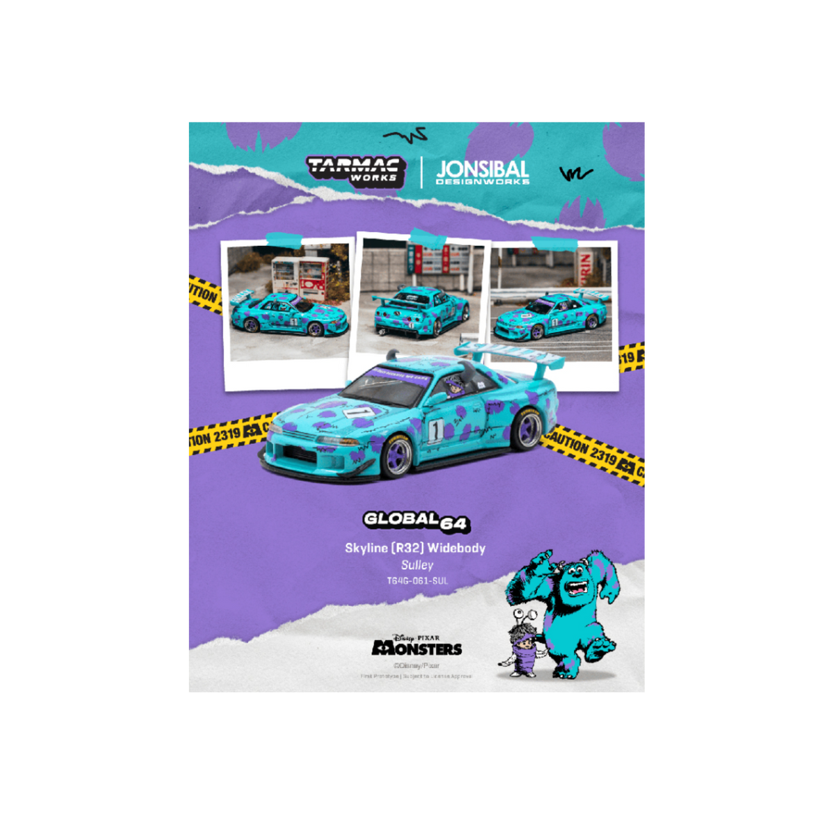 Tarmac Works Nissan Skyline GT-R R32 Widebody Jonsibal Disney Sulley – Global64 (Preorder)