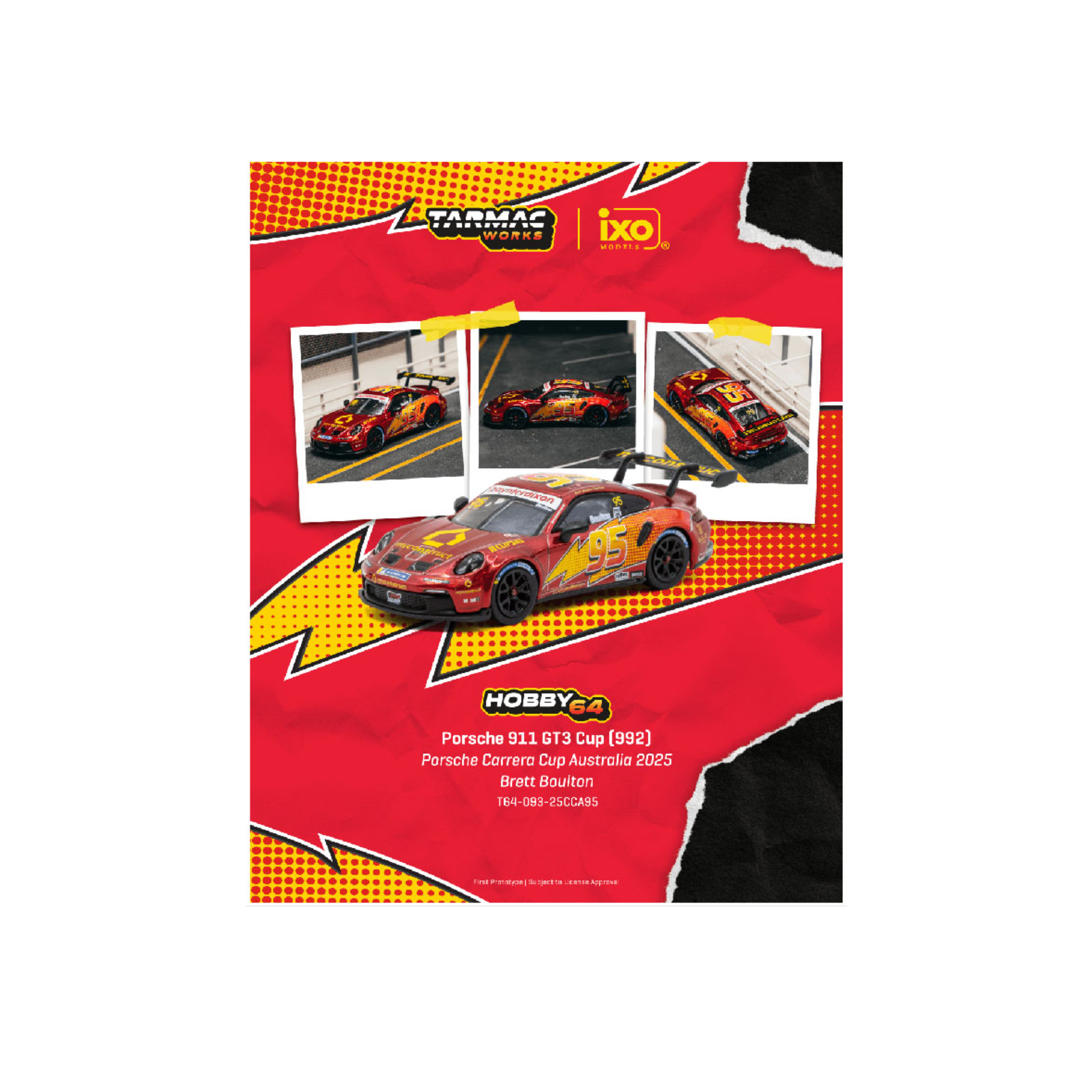 Tarmac Works Porsche 911 GT3 Cup (992) Porsche Carrera Cup Australia 2025 Brett Boulton – Hobby64 (Preorder)