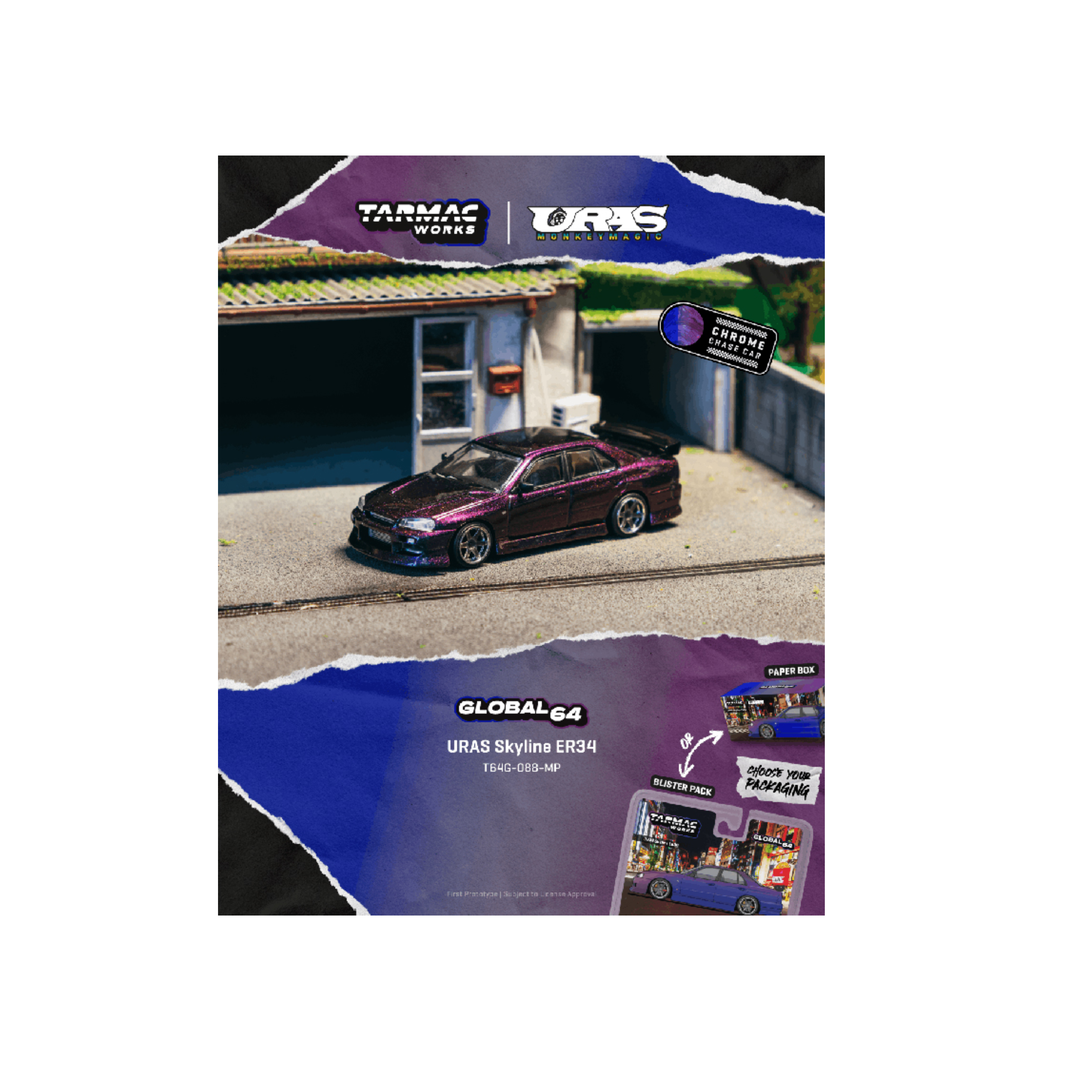 Tarmac Works URAS Skyline ER34 – Midnight Purple – Global64 – Limited Edition (Preorder)