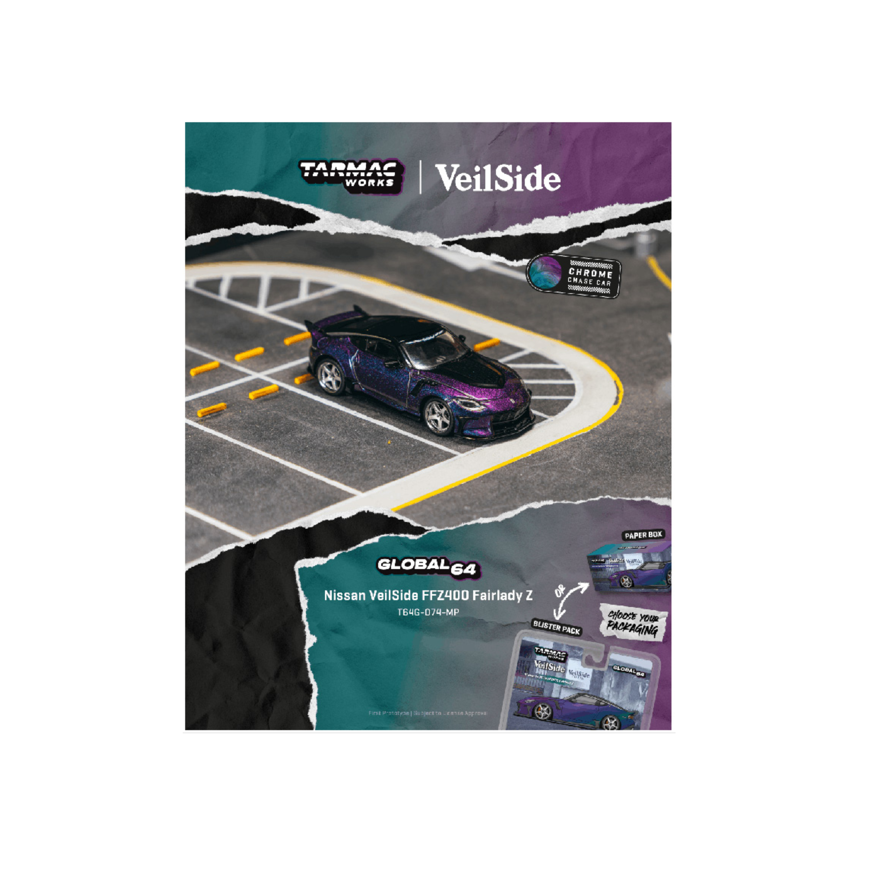 Tarmac Works Nissan VeilSide FFZ400 Fairlady Z – Chameleon purple – Global64 (Preorder)